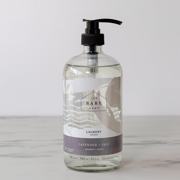 Lavender & Sage Laundry Detergent In Glass Bottle laundry detergent The Bare Home (DYA)