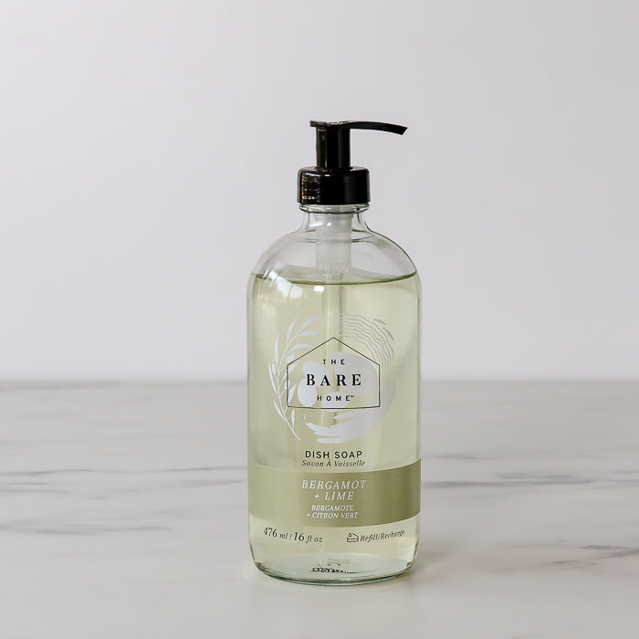 Bergamot & Lime Dish Soap In Glass Bottle 0-b-All New The Bare Home (DYA)