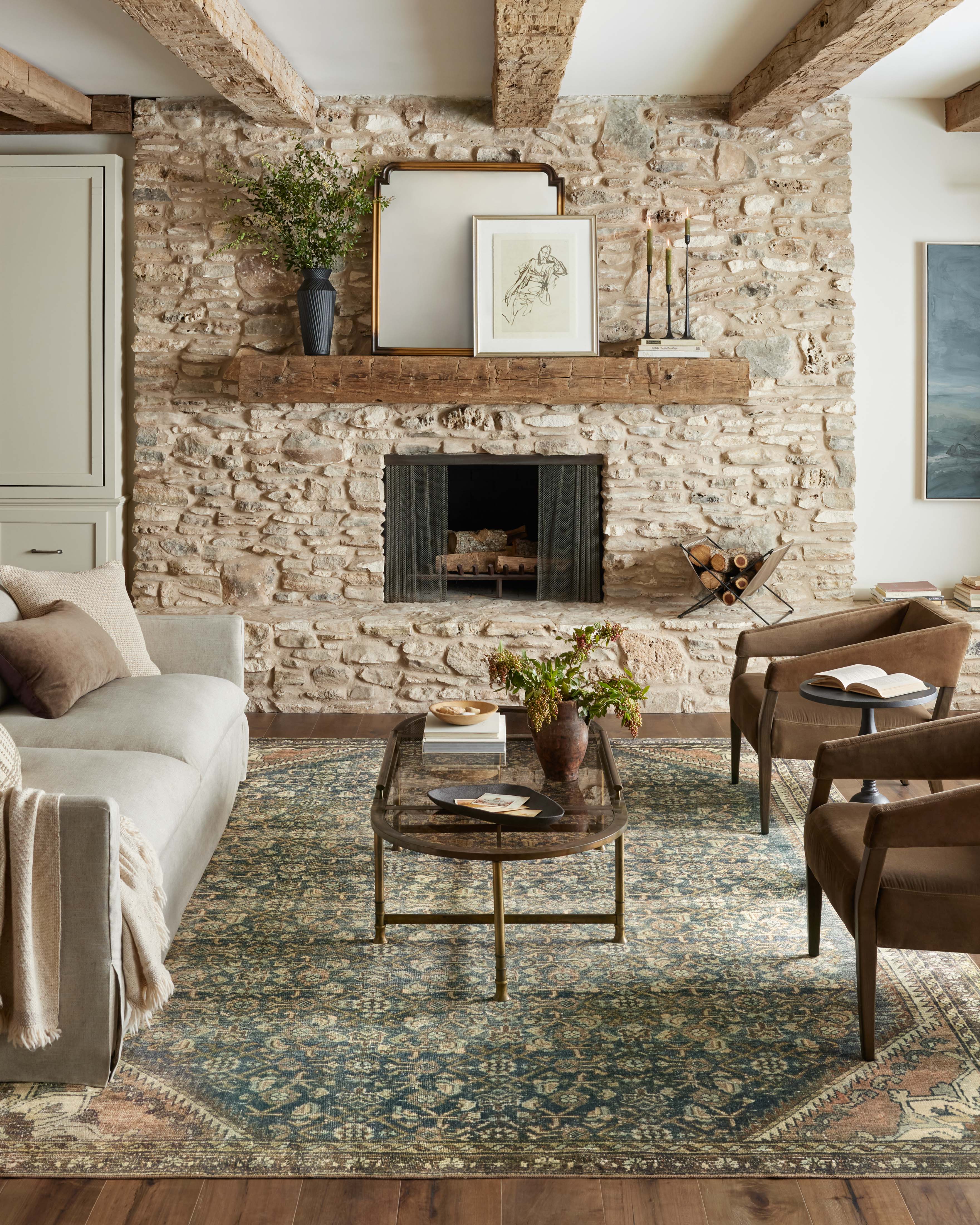 Magnolia Home by Joanna Gaines x Loloi Banks Denim / Clay Rug 1 - RUGS - patterned Loloi
