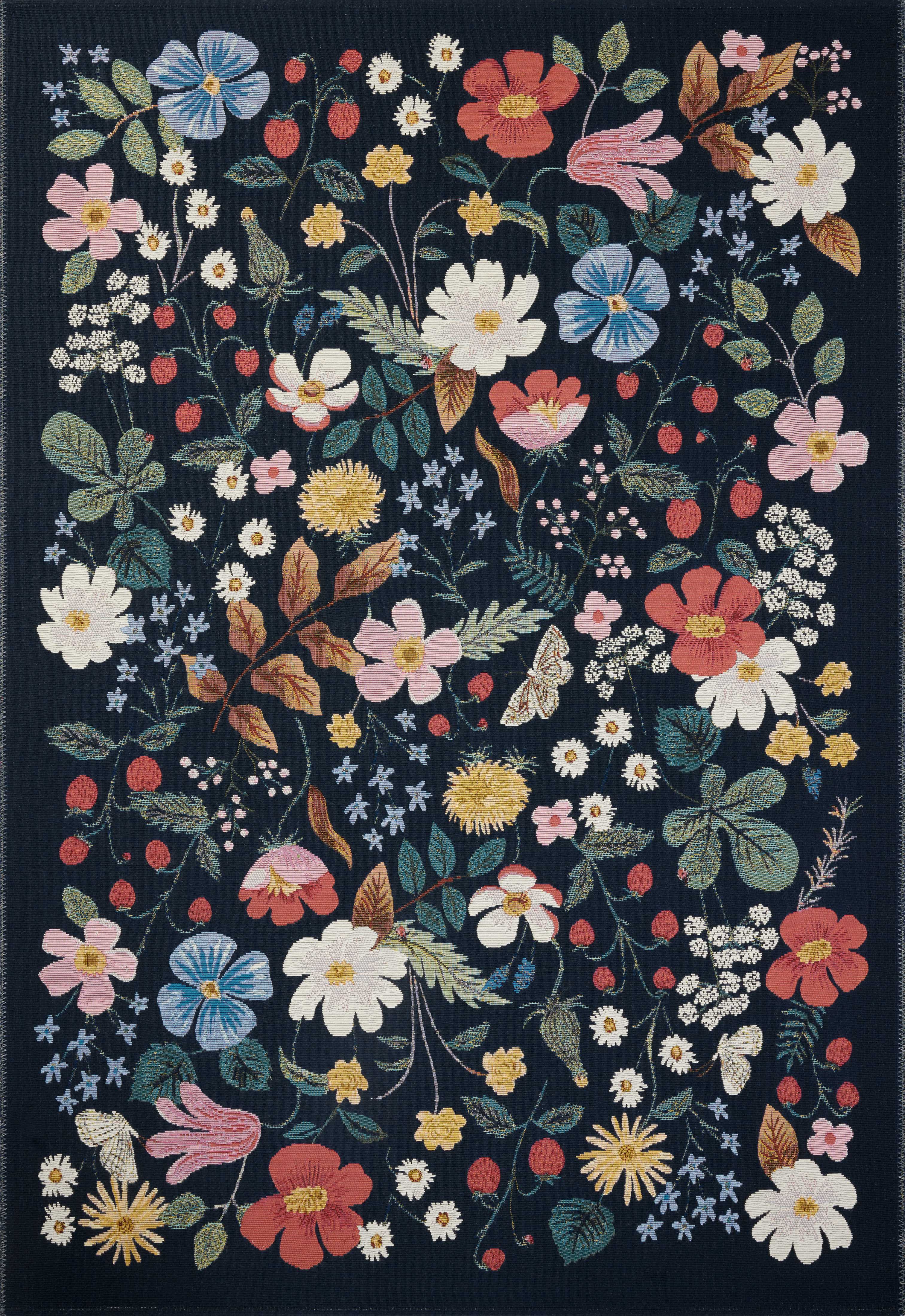 Rifle Paper Co. x Loloi Perennial Strawberry Fields Black Rug 5-Rugs - indoor/outdoor Loloi