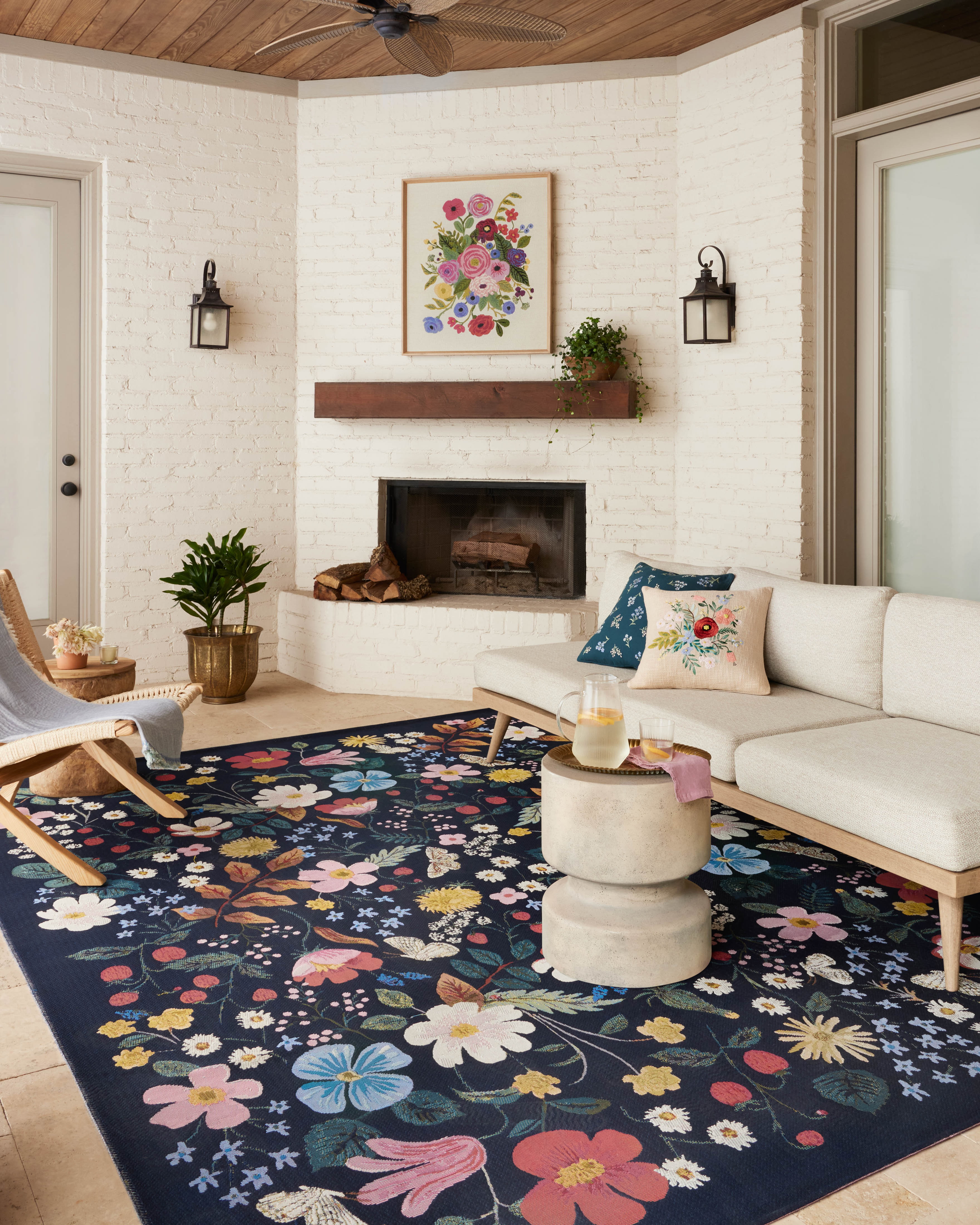 Rifle Paper Co. x Loloi Perennial Strawberry Fields Black Rug 5-Rugs - indoor/outdoor Loloi