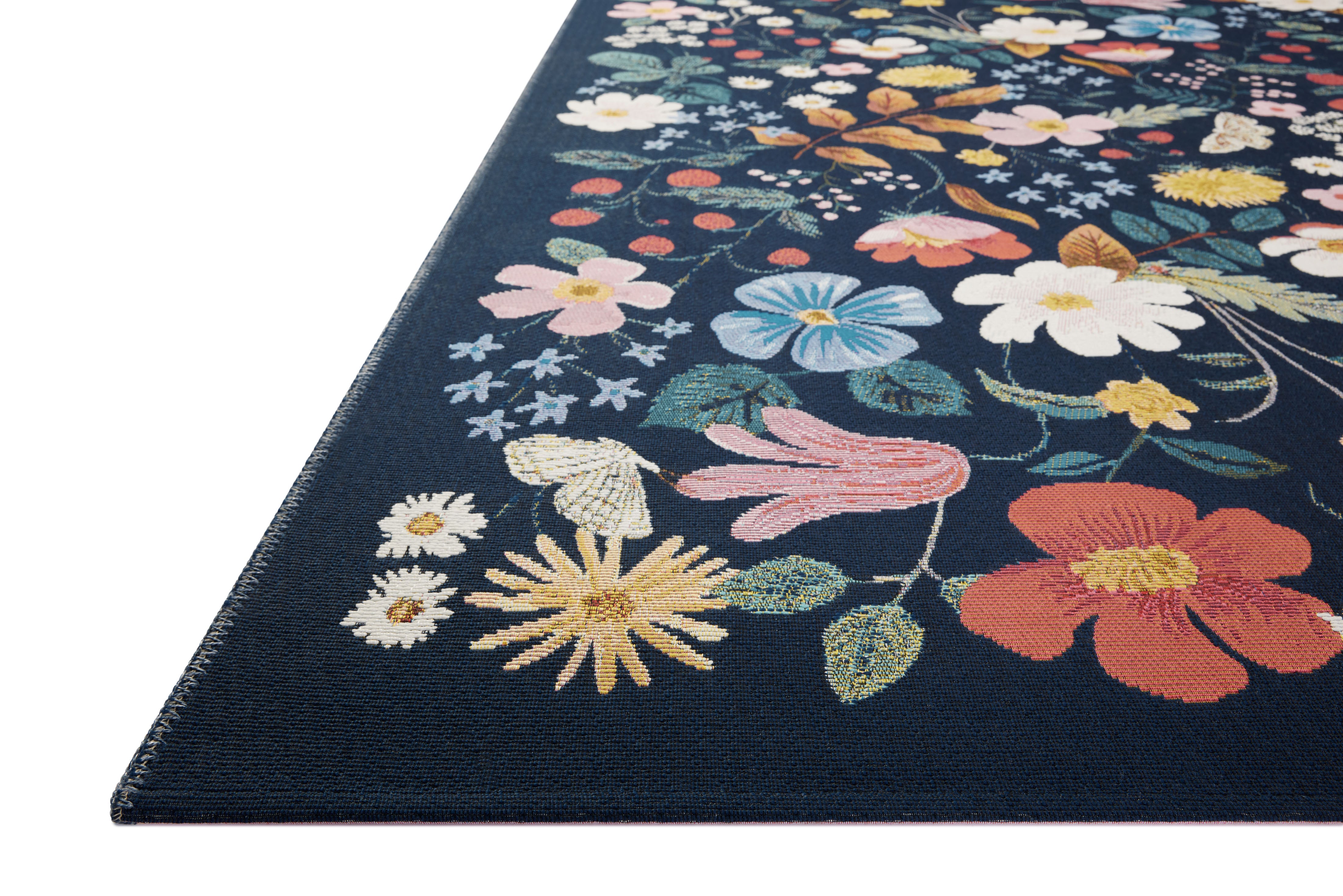Rifle Paper Co. x Loloi Perennial Strawberry Fields Black Rug 5-Rugs - indoor/outdoor Loloi