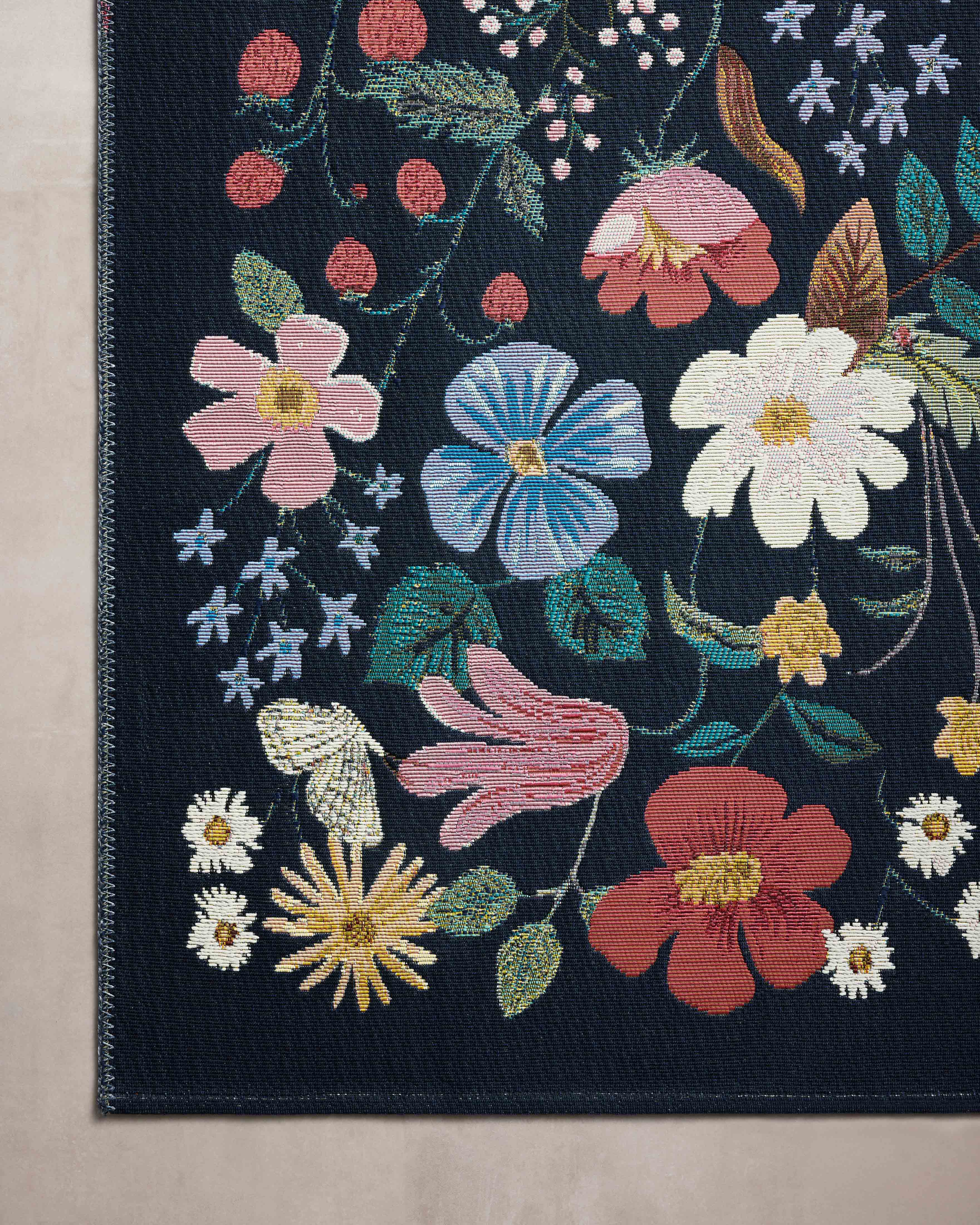 Rifle Paper Co. x Loloi Perennial Strawberry Fields Black Rug 5-Rugs - indoor/outdoor Loloi