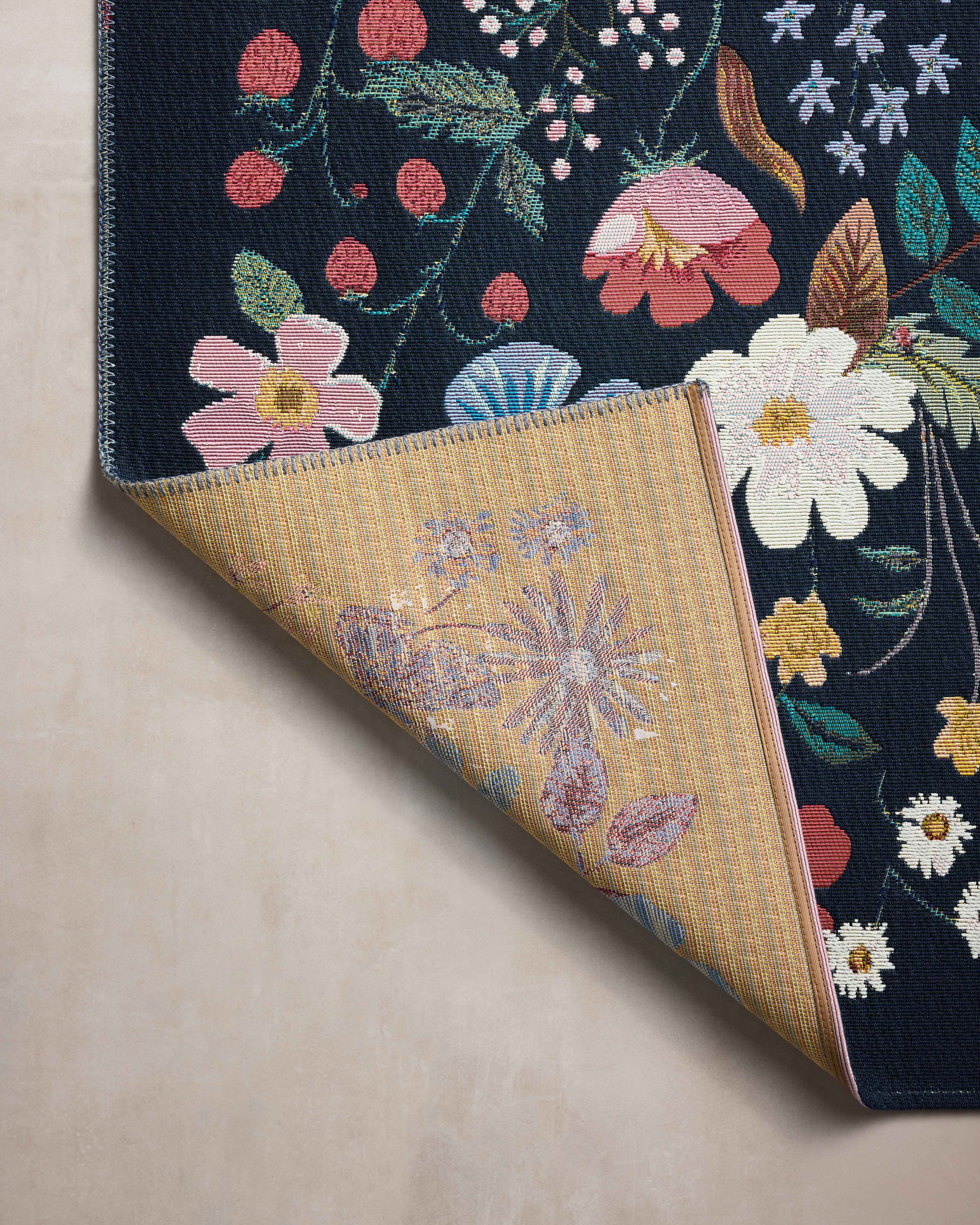 Rifle Paper Co. x Loloi Perennial Strawberry Fields Black Rug 5-Rugs - indoor/outdoor Loloi