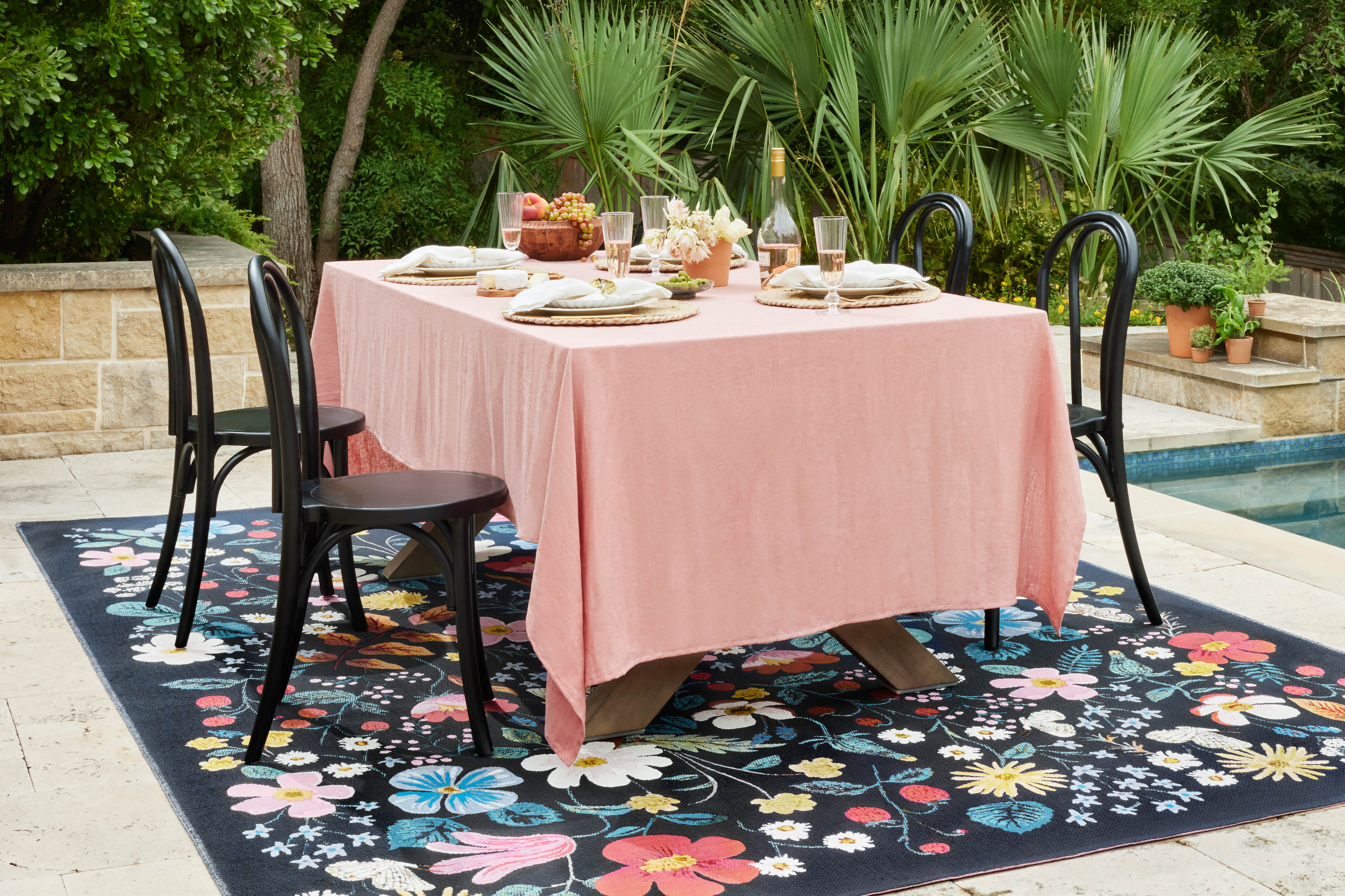 Rifle Paper Co. x Loloi Perennial Strawberry Fields Black Rug 5-Rugs - indoor/outdoor Loloi