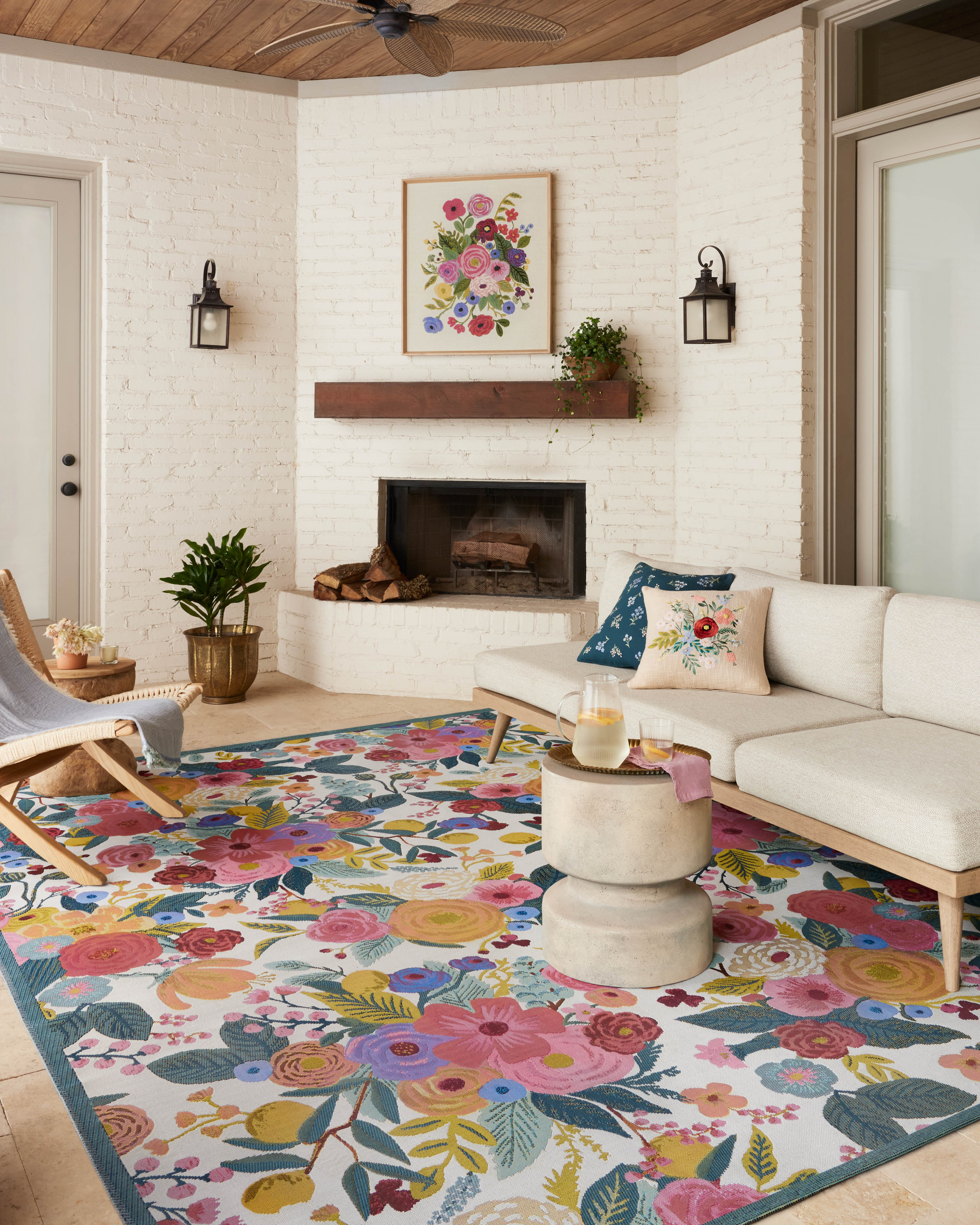 Rifle Paper Co. x Loloi Perennial Garden Party Rose / Multi Rug 5-Rugs - indoor/outdoor Loloi