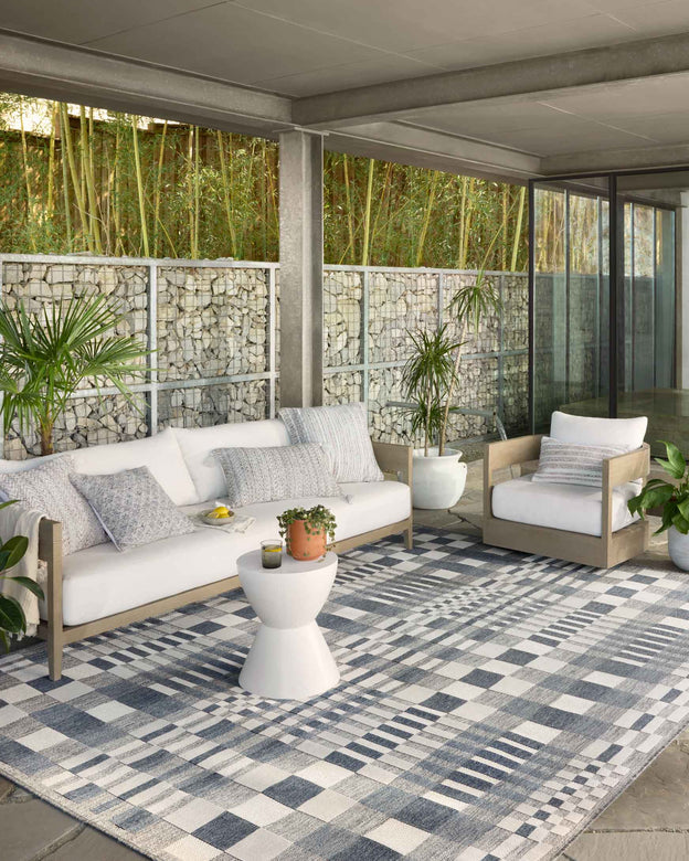 Loloi Rainier Ivory / Denim Indoor/Outdoor Rug - Rug & Weave