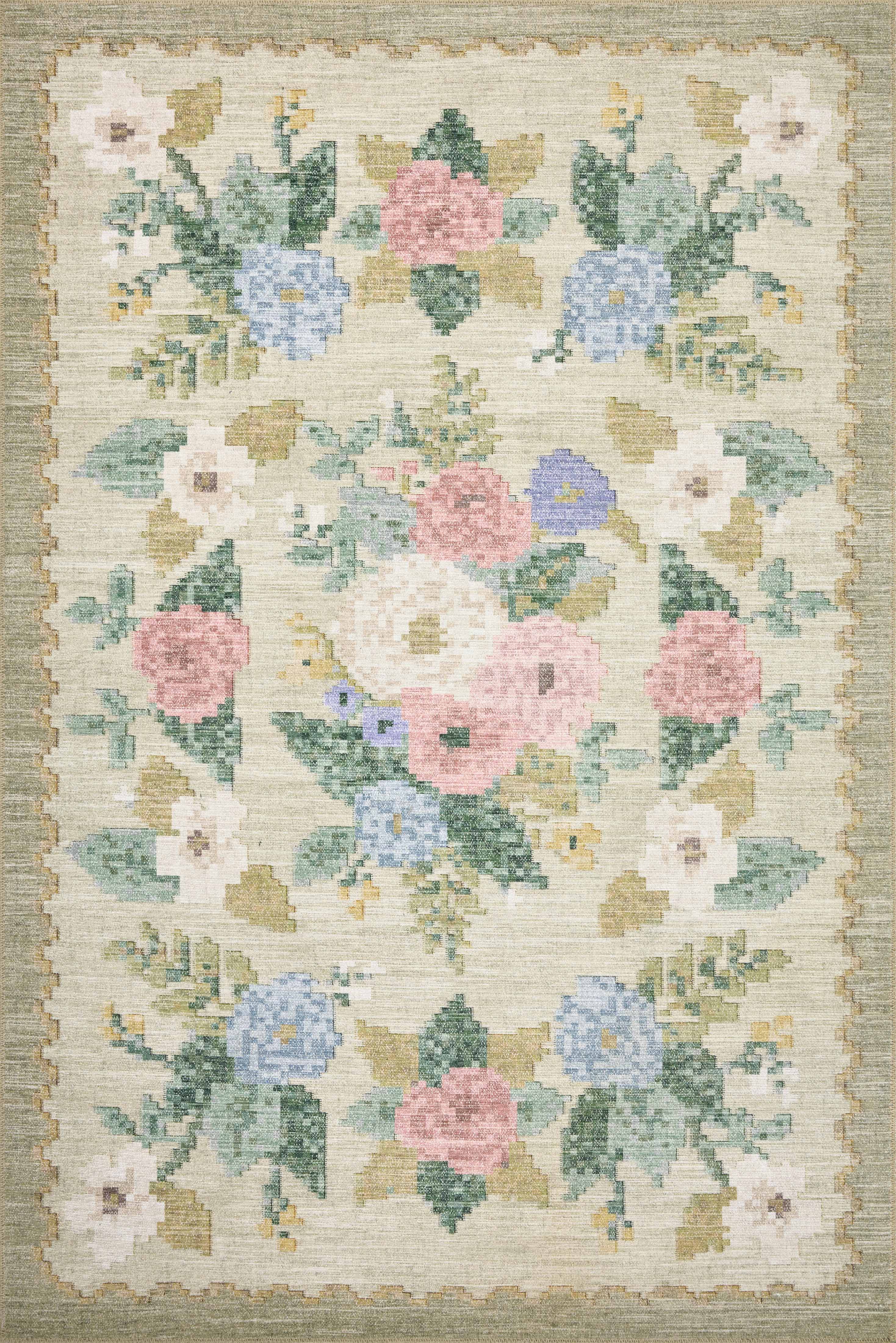 Rifle Paper Co. x Loloi Rosa Antique Rose Cream Rug 0-RUGS-patterned Loloi