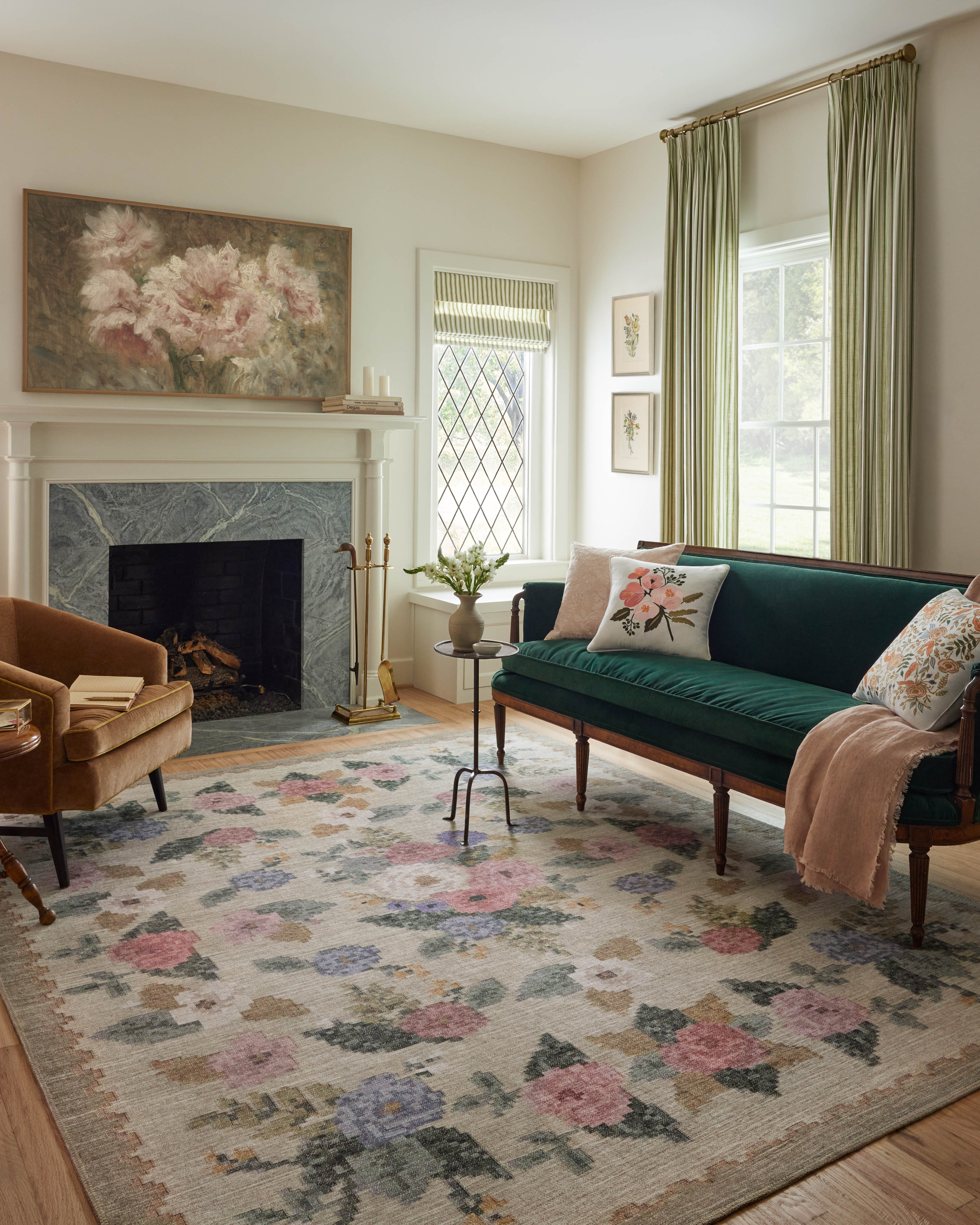 Rifle Paper Co. x Loloi Rosa Antique Rose Cream Rug 0-RUGS-patterned Loloi