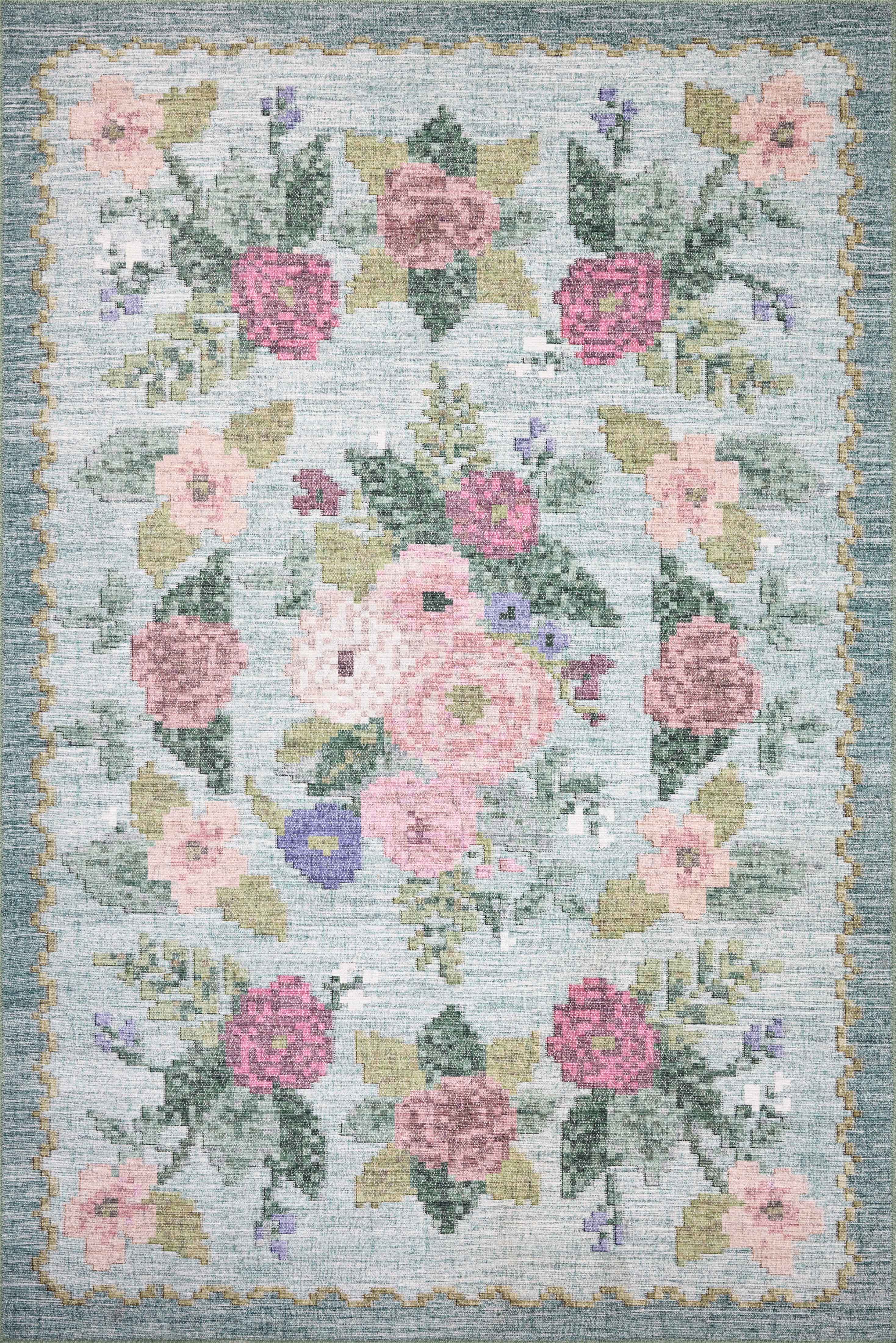 Rifle Paper Co. x Loloi Rosa Antique Rose Sky Rug 0-RUGS-patterned Loloi
