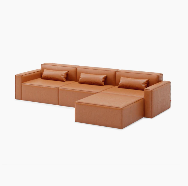 Gus* Modern Mix Modular Sectional 8 - b - FURNITURE - modular - mix Gus 4 Piece Sectional Vegan Appleskin Leather Cognac