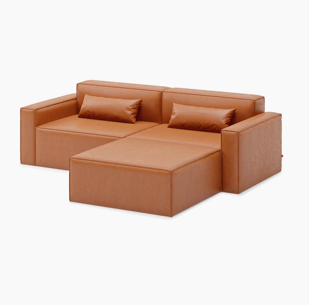 Gus* Modern Mix Modular Sectional 8 - b - FURNITURE - modular - mix Gus 3 Piece Sectional Vegan Appleskin Leather Cognac
