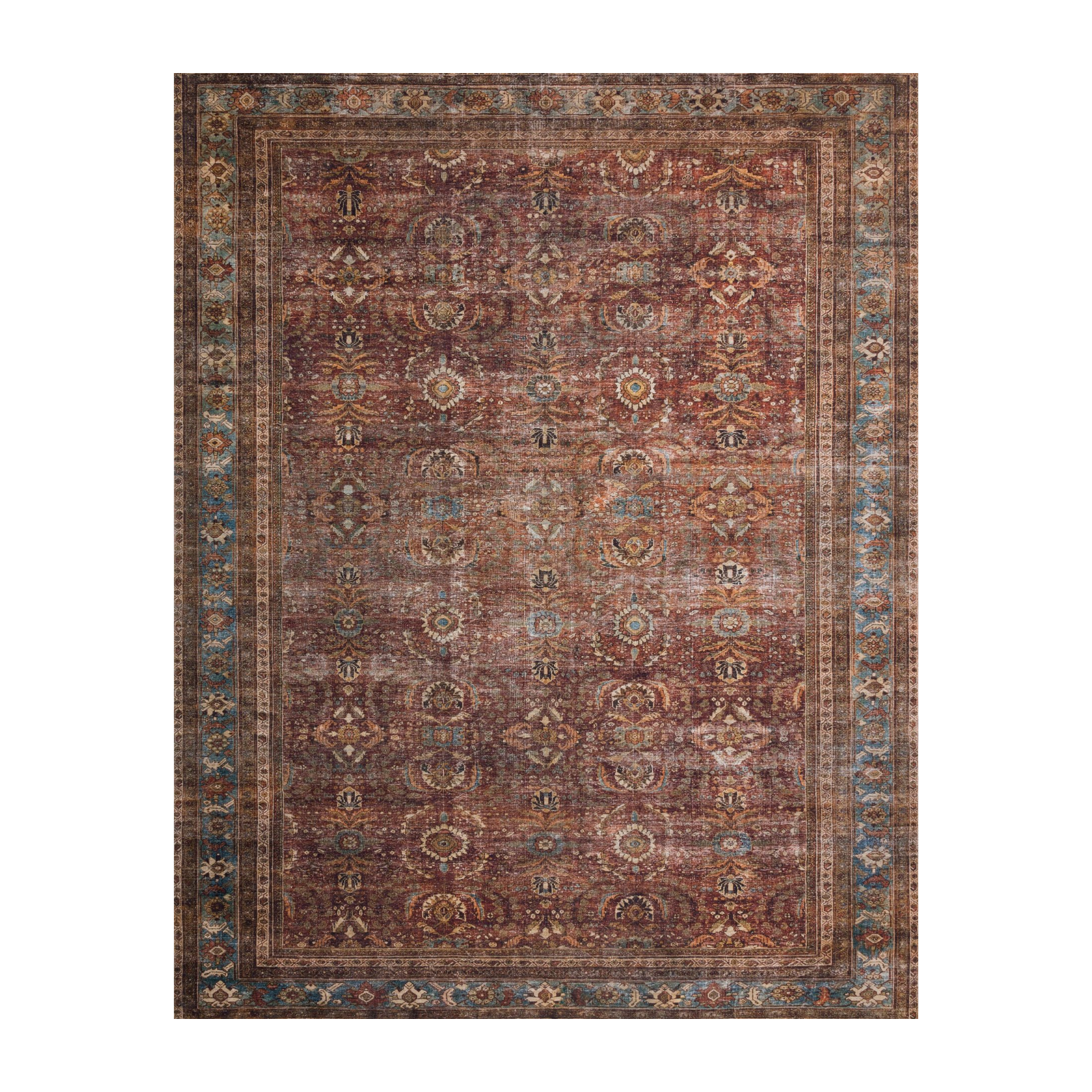 OVERSTOCK RUG - Loloi Layla Brick / Blue Rug - 2' x 5' IN STORE - Sale Rugs Loloi