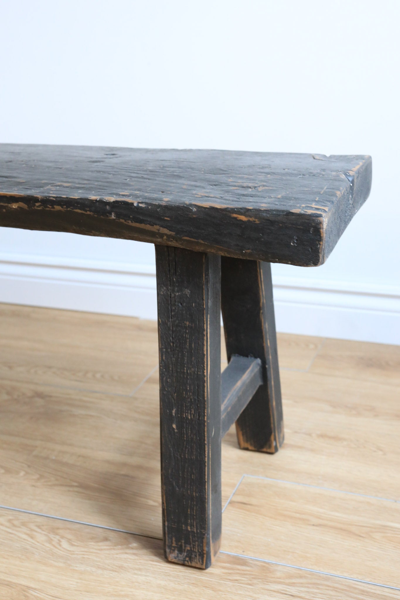 Alic Vintage Elm Wood Bench - Black 0-VINTAGE-bench Hauer Market