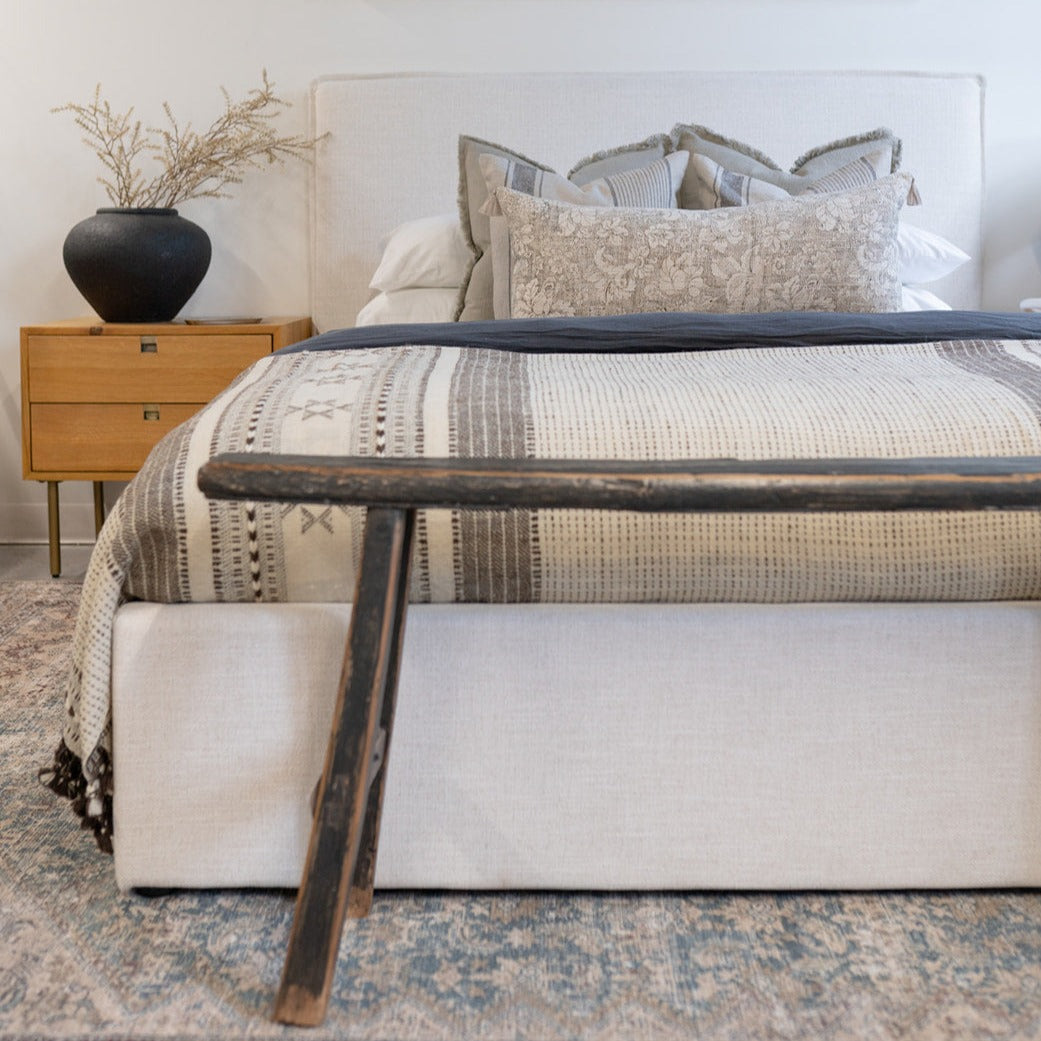 Alic Vintage Black Elm Wood Bench - Rug & Weave