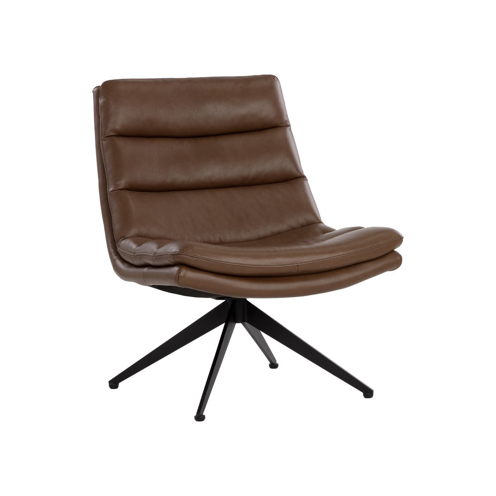 Kelmer Swivel Lounge Chair FURNITURE - lounge chair Sunpan Missouri Mahogany Leather