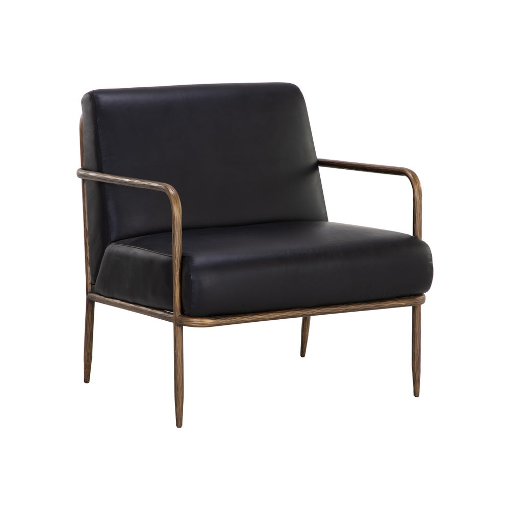 Lathor Lounge Chair, Charcoal Black Leather