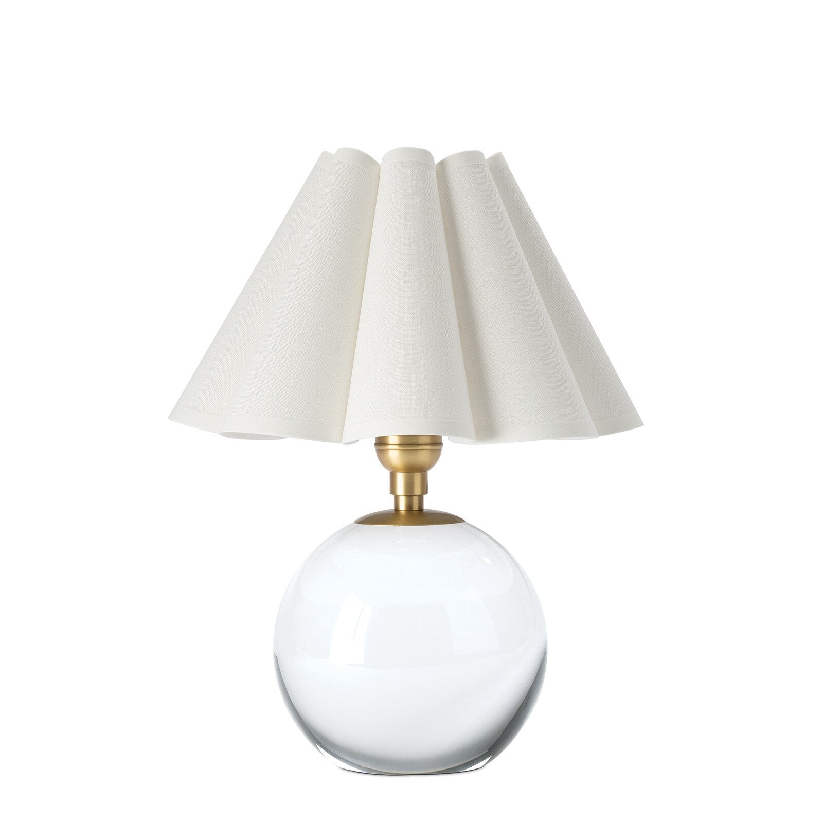 Giorgio Crystal Mini Lamp Mini Lamps Regina Andrew Natural Brass White Scalloped Shade