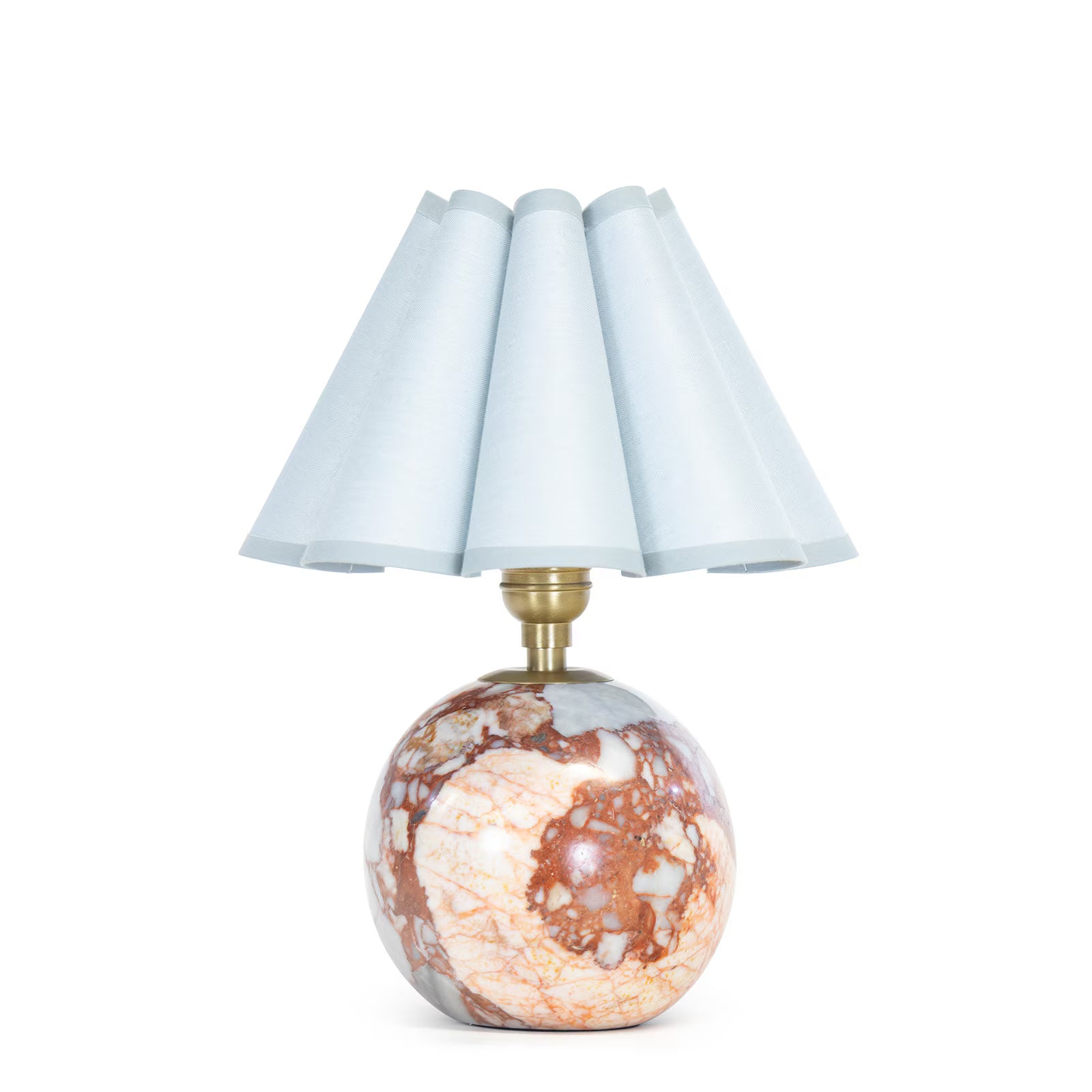 Giorgio Marble Mini Lamp Mini Lamps Regina Andrew Light Blue Scalloped Shade