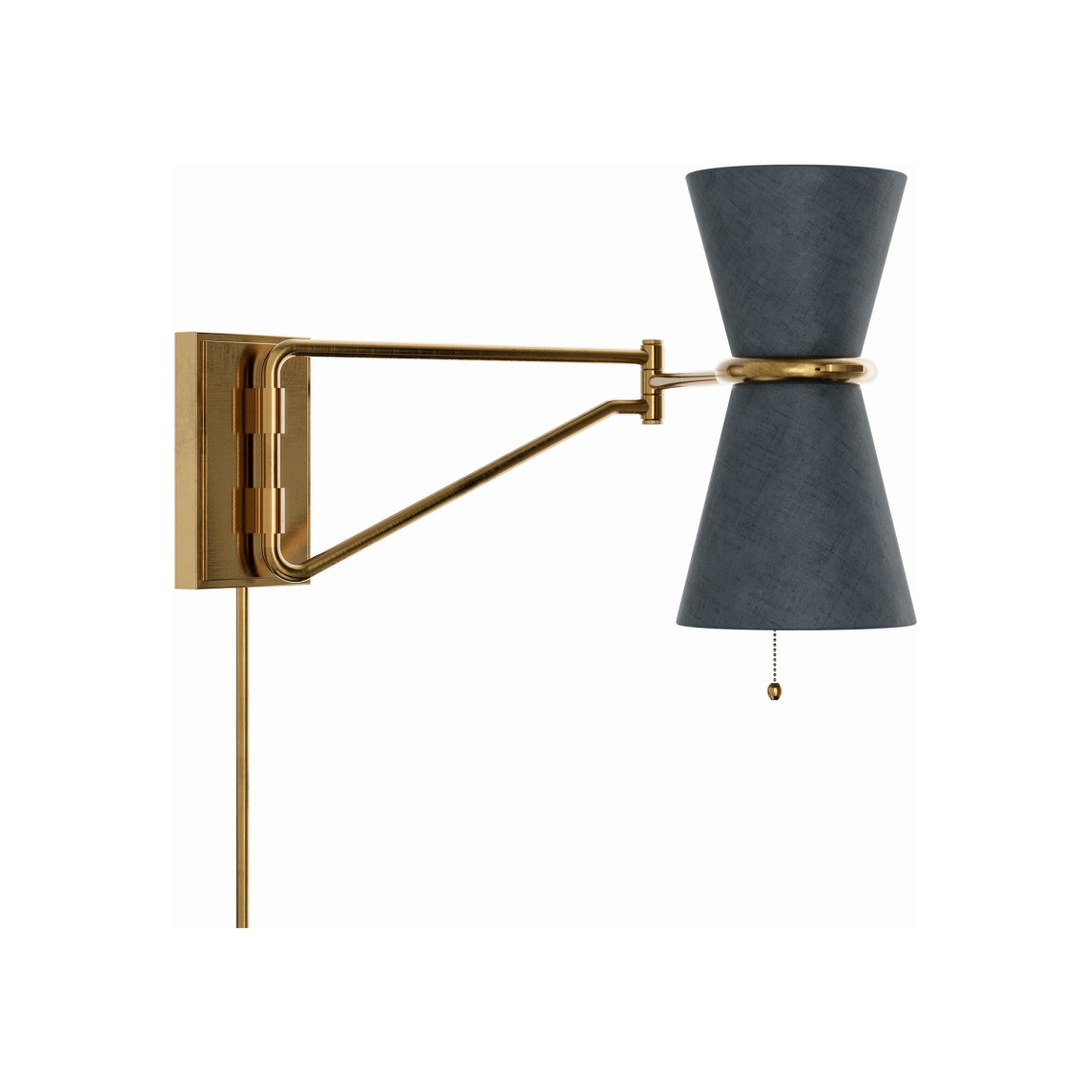 Gable Swing Arm Sconce LIGHTING - wall sconces Regina Andrew Antique Natural Brass with Storm Blue Shade