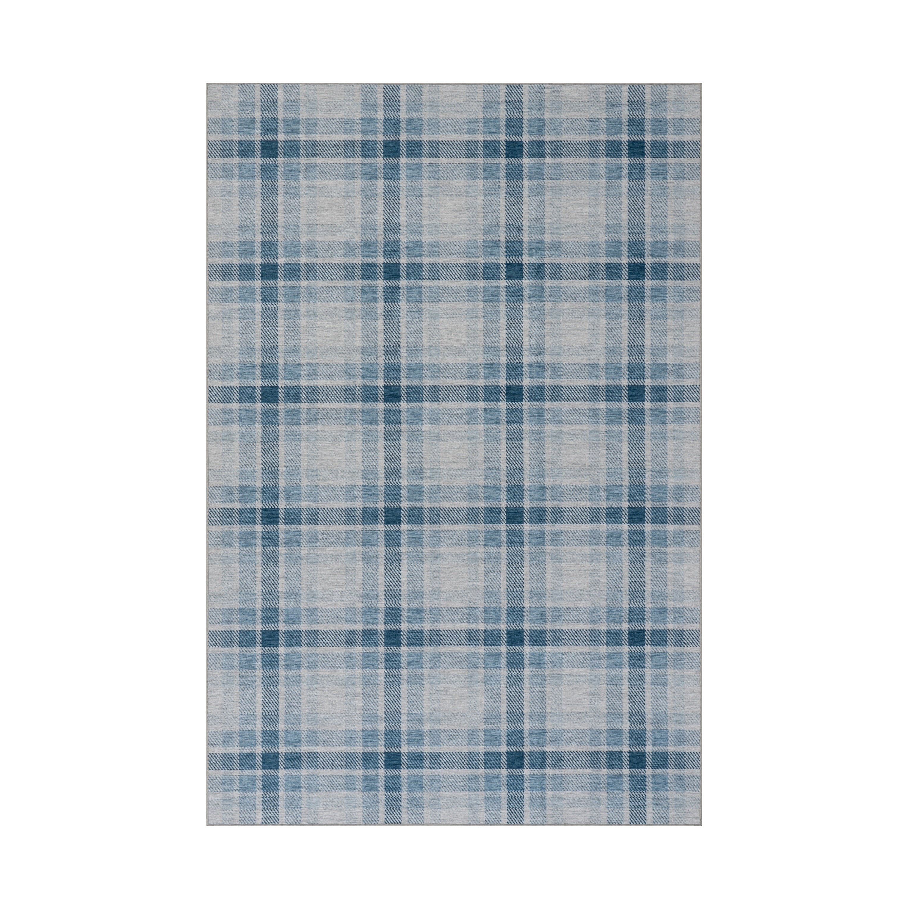 Andri Modern Plaid Machine Washable Rug RUGS - synthetic Dash & Albert Blue 2' x 3'