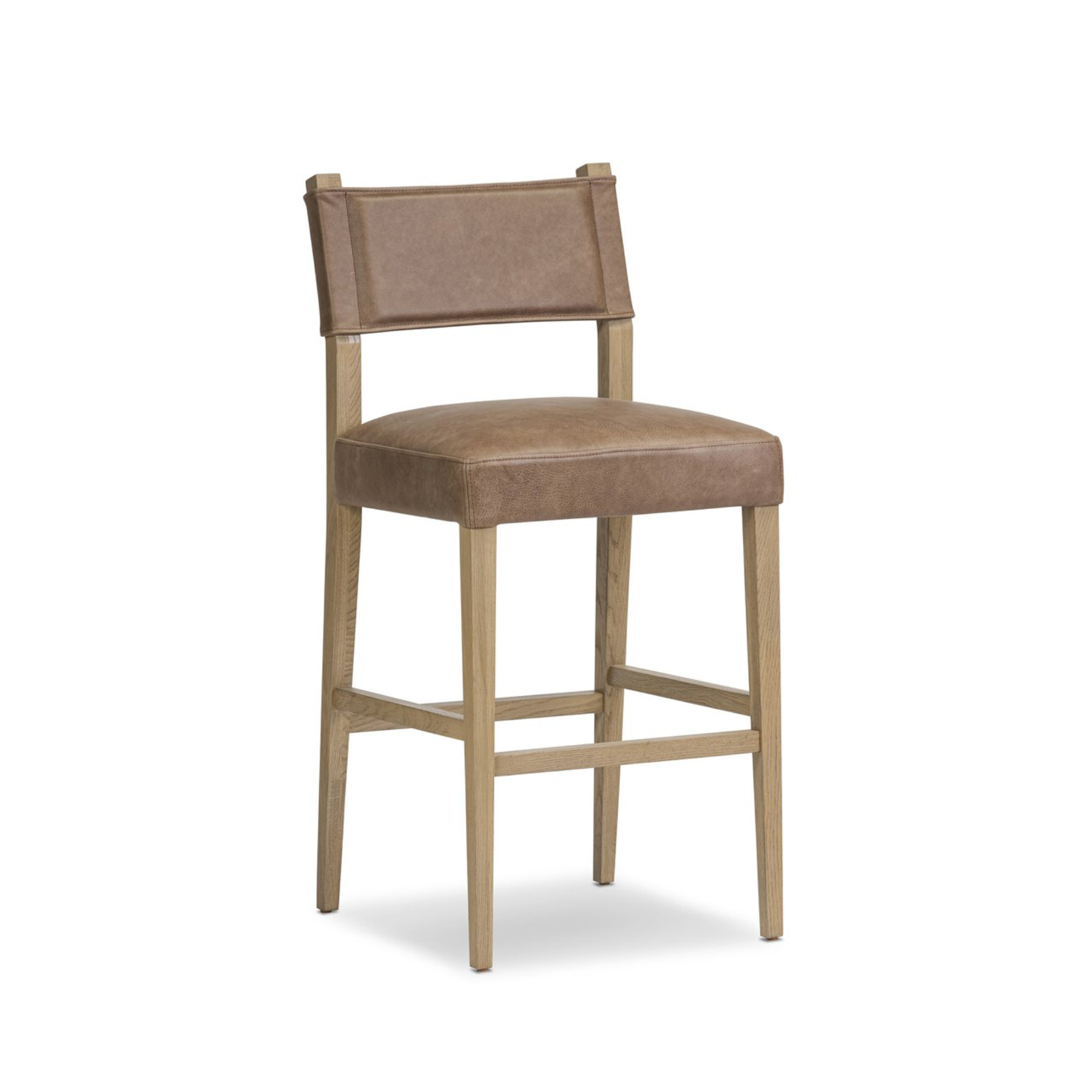 Ferris Bar Stool - Brown Leather 12 - a - FURNITURE - bar/counter stool Four Hands