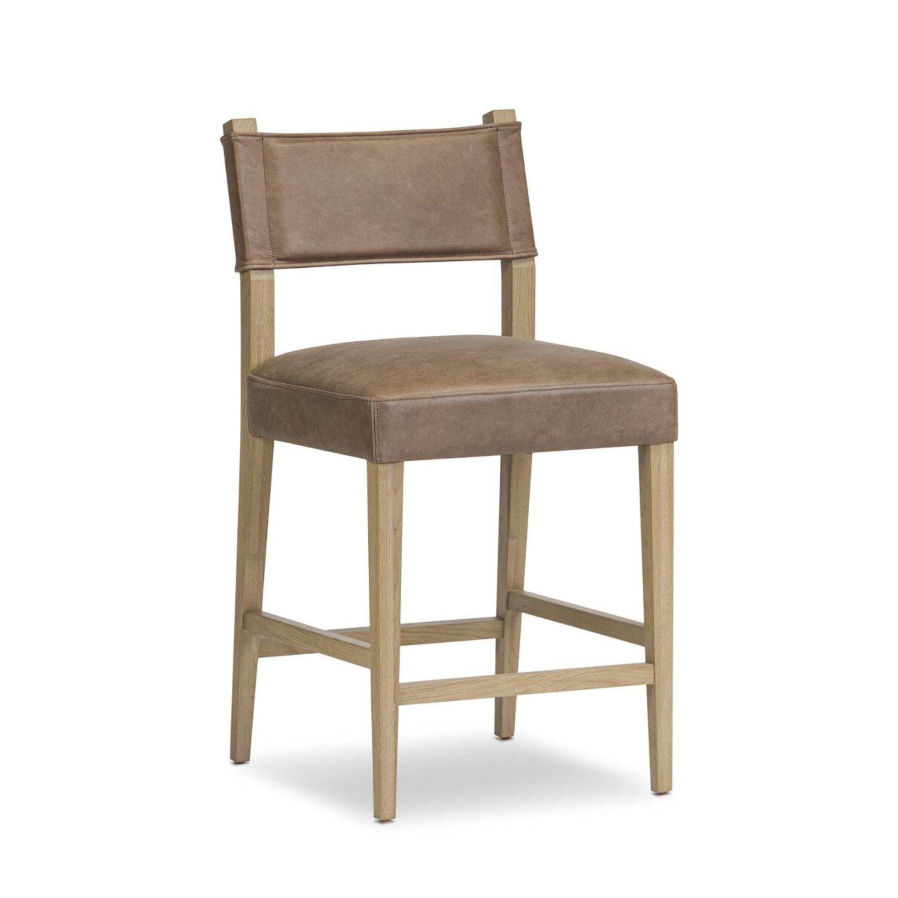 Ferris Counter Stool - Brown Leather 12 - a - FURNITURE - bar/counter stool Four Hands