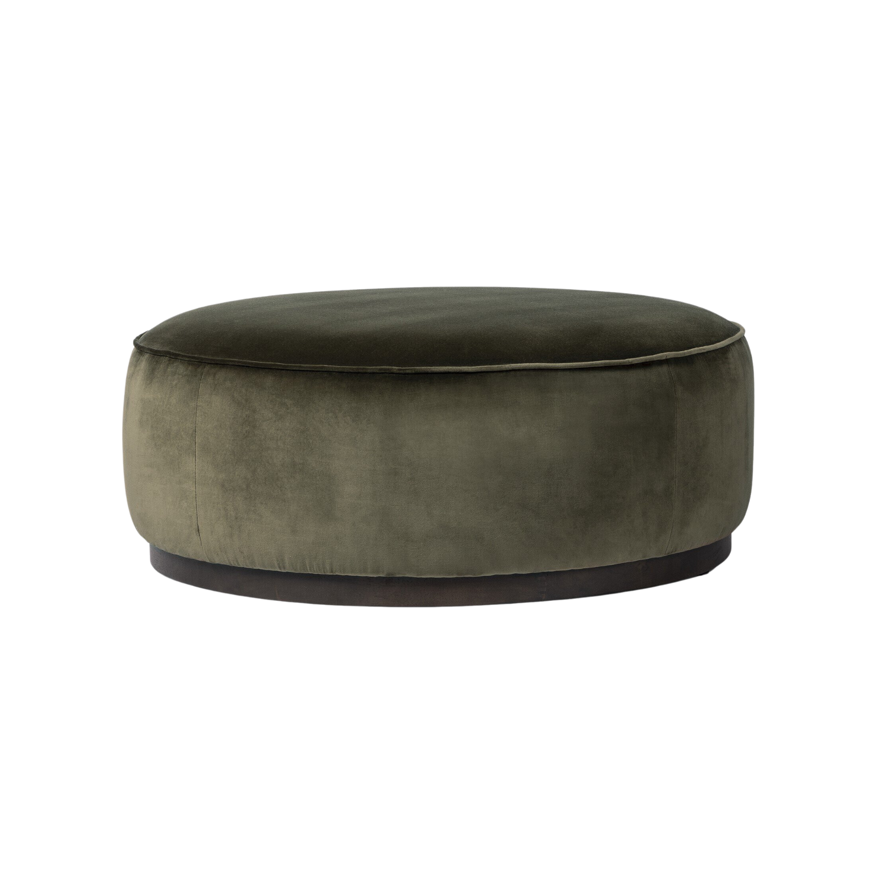 Sinclair Large Round Ottoman FURNITURE - ottomans Four Hands Surrey Olive