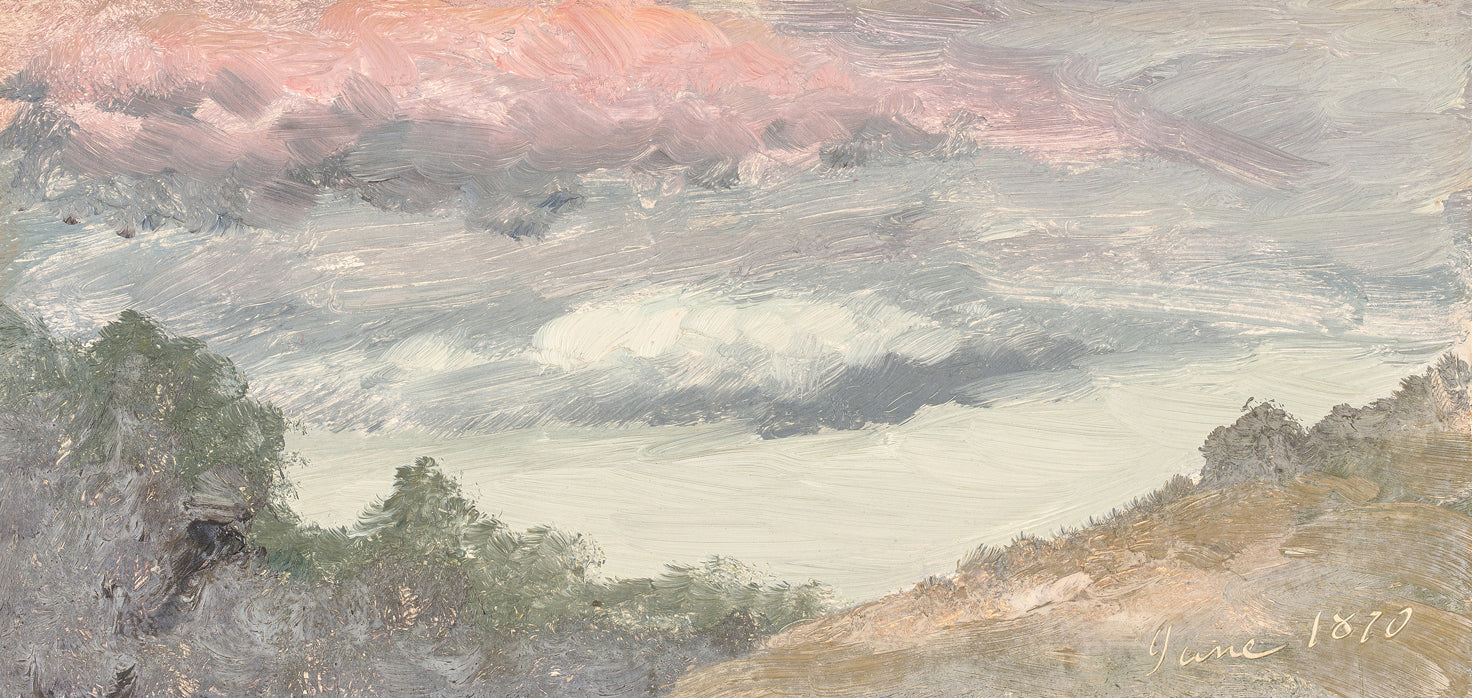 "Hudson River School - Clouds Over Church's Farm 1870" Framed Art Print ARTWORK - framed print Celadon Art Large Gallery Wrap Canvas None