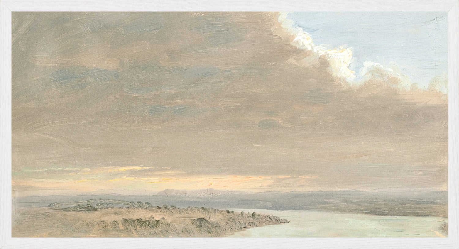 "Hudson River School - Hudson Valley Sunset 1870" Framed Art Print ARTWORK - framed print Celadon Art Large Canvas On Board White