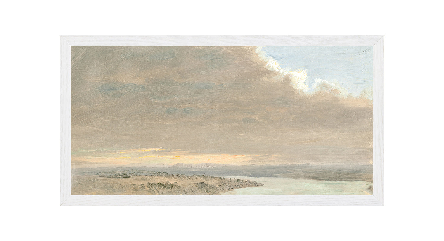 "Hudson River School - Hudson Valley Sunset 1870" Framed Art Print ARTWORK - framed print Celadon Art Medium Canvas On Board White