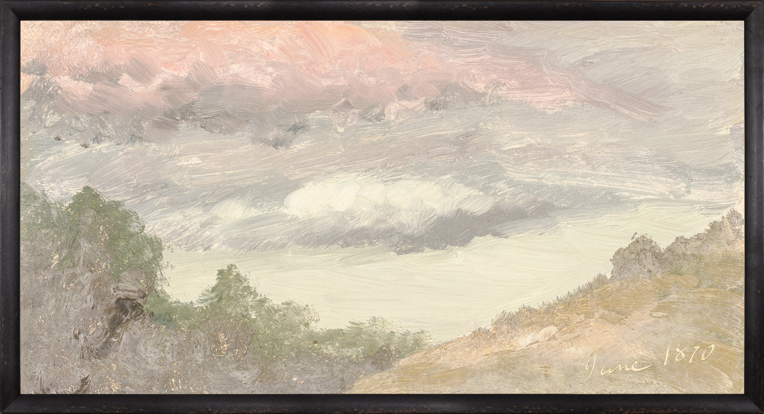 "Hudson River School - Clouds Over Church's Farm 1870" Framed Art Print ARTWORK - framed print Celadon Art Large Canvas On Board Black