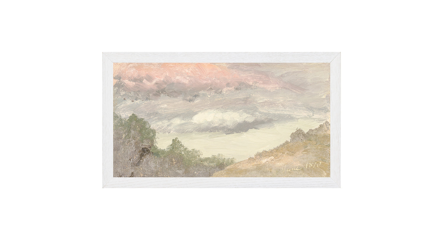 "Hudson River School - Clouds Over Church's Farm 1870" Framed Art Print ARTWORK - framed print Celadon Art Small Canvas On Board White