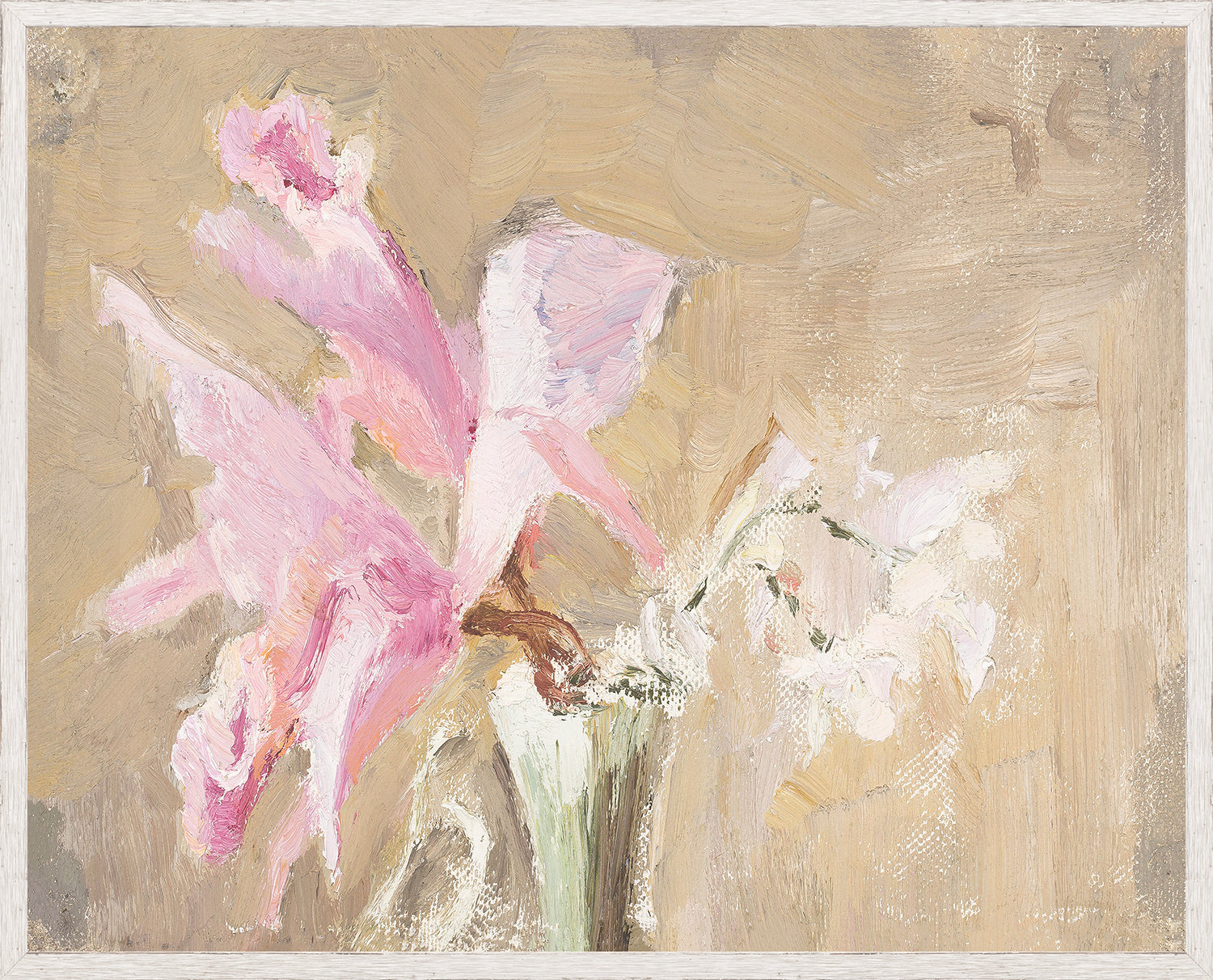 "Orchid - Raw Canvas" Framed Art Print ARTWORK - framed print Celadon Art Medium Glass Framed