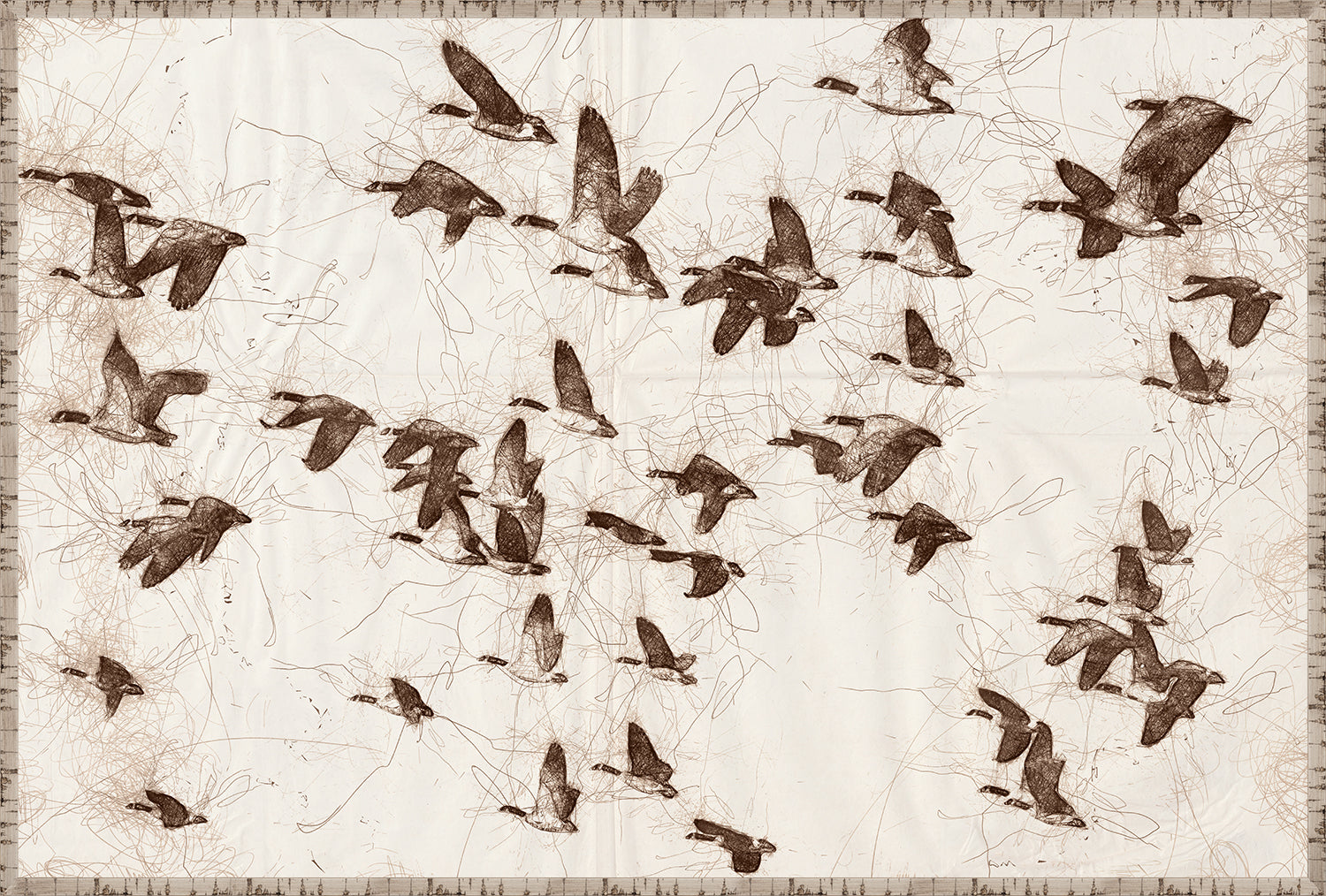 "Flock in Flight" Framed Art Print ARTWORK - framed print Celadon Art Canvas On Board