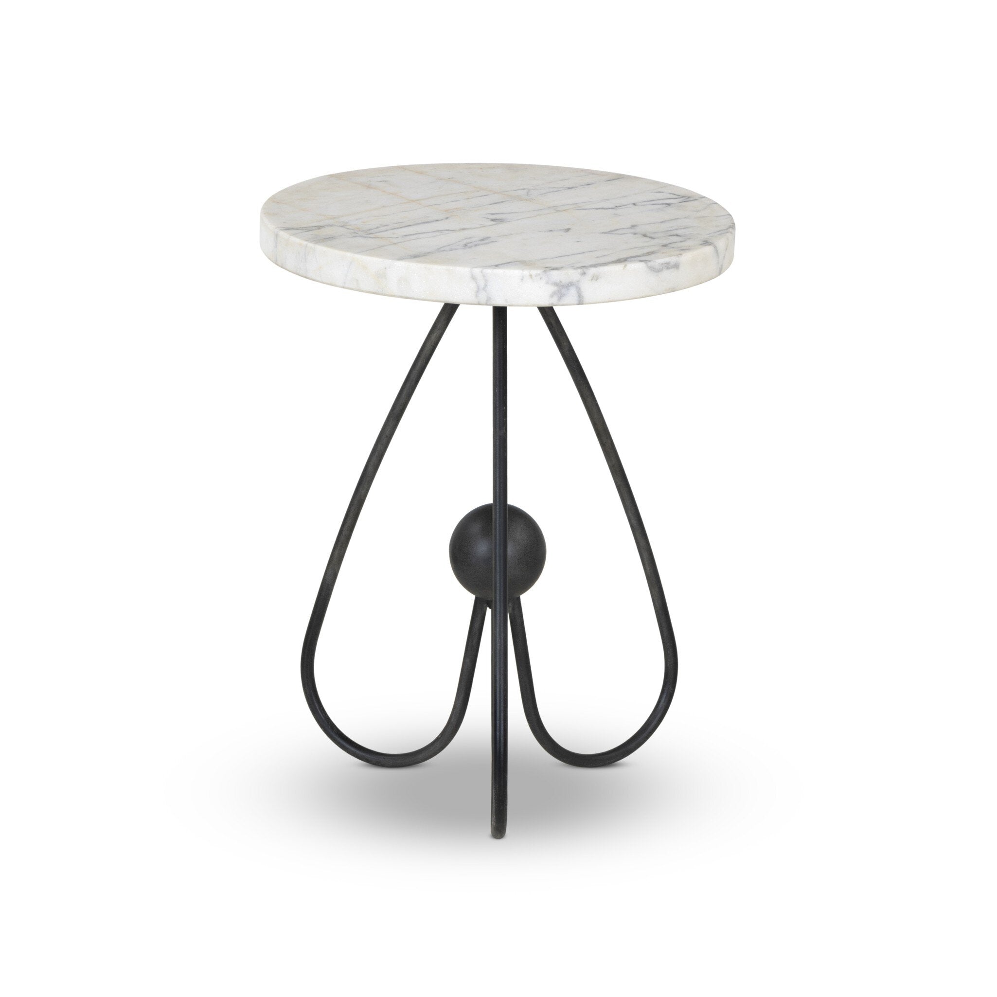 Clove End Table, Veined White Marble