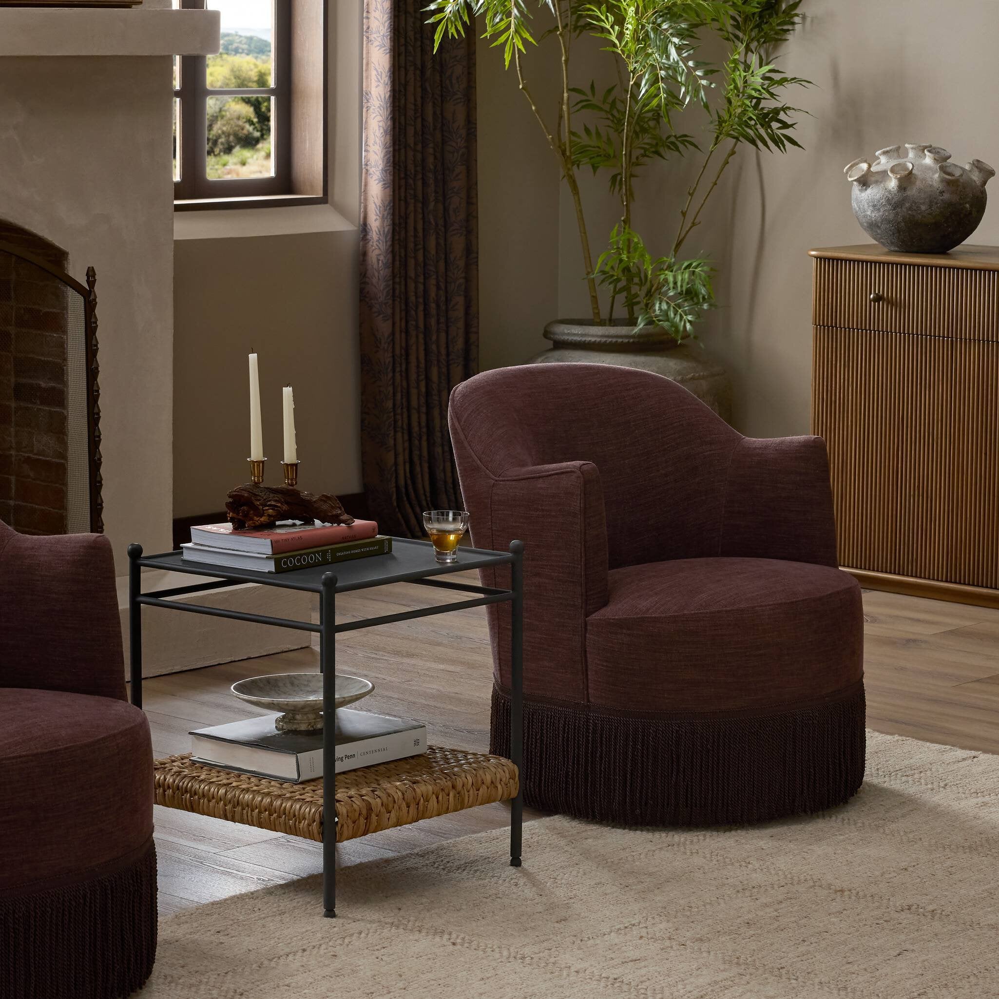 Aurora Fringe Swivel Chair FURNITURE - chairs Four Hands
