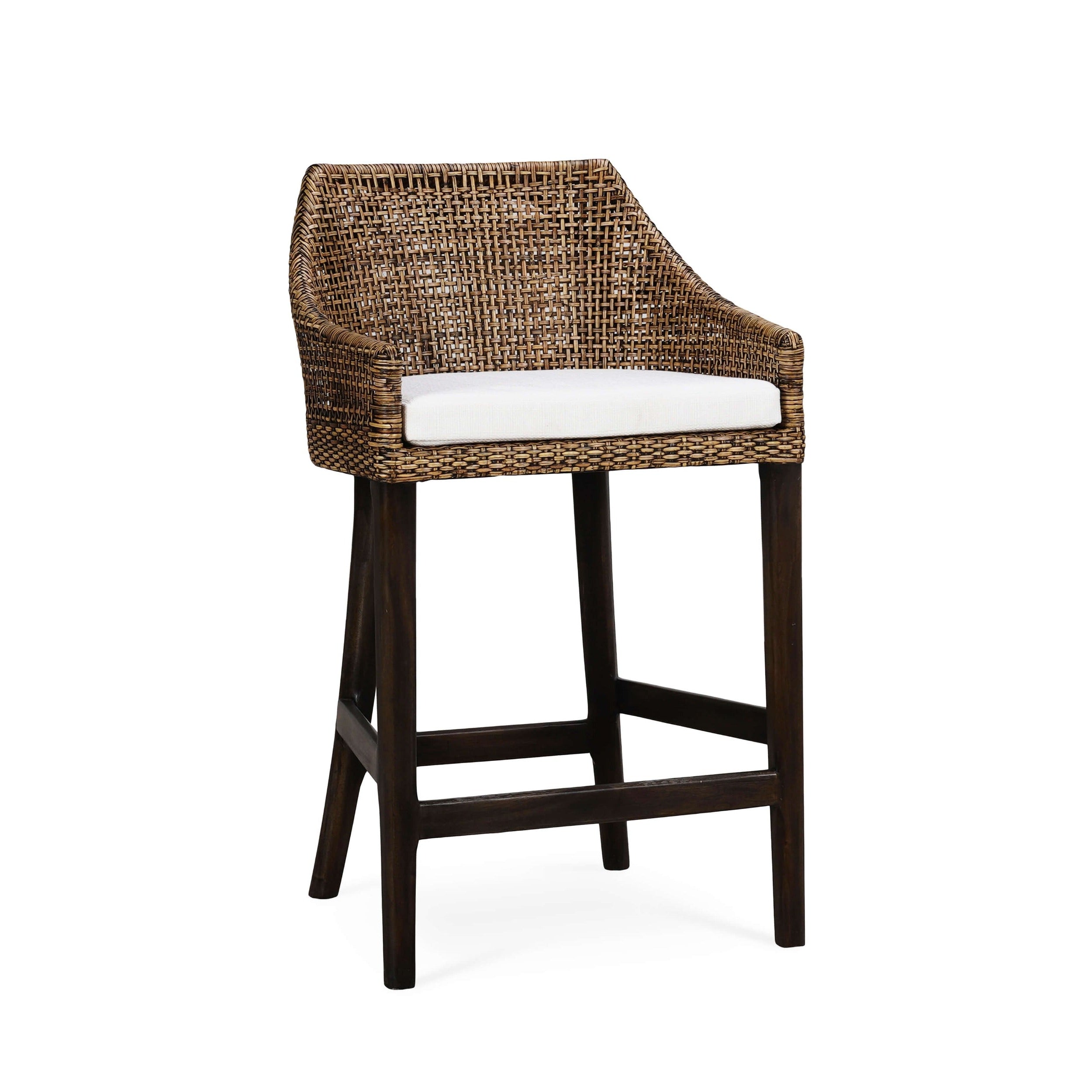 Savanah Counter/Bar Stool, Light Glazed Rattan w/ Arctic White Performance Seat