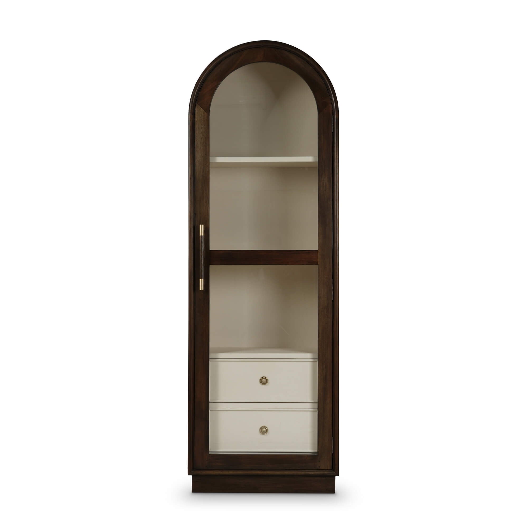Vincent Single Door Display Cabinet FURNITURE - cabinet Bramble Dark Walnut w/ Putty Interior