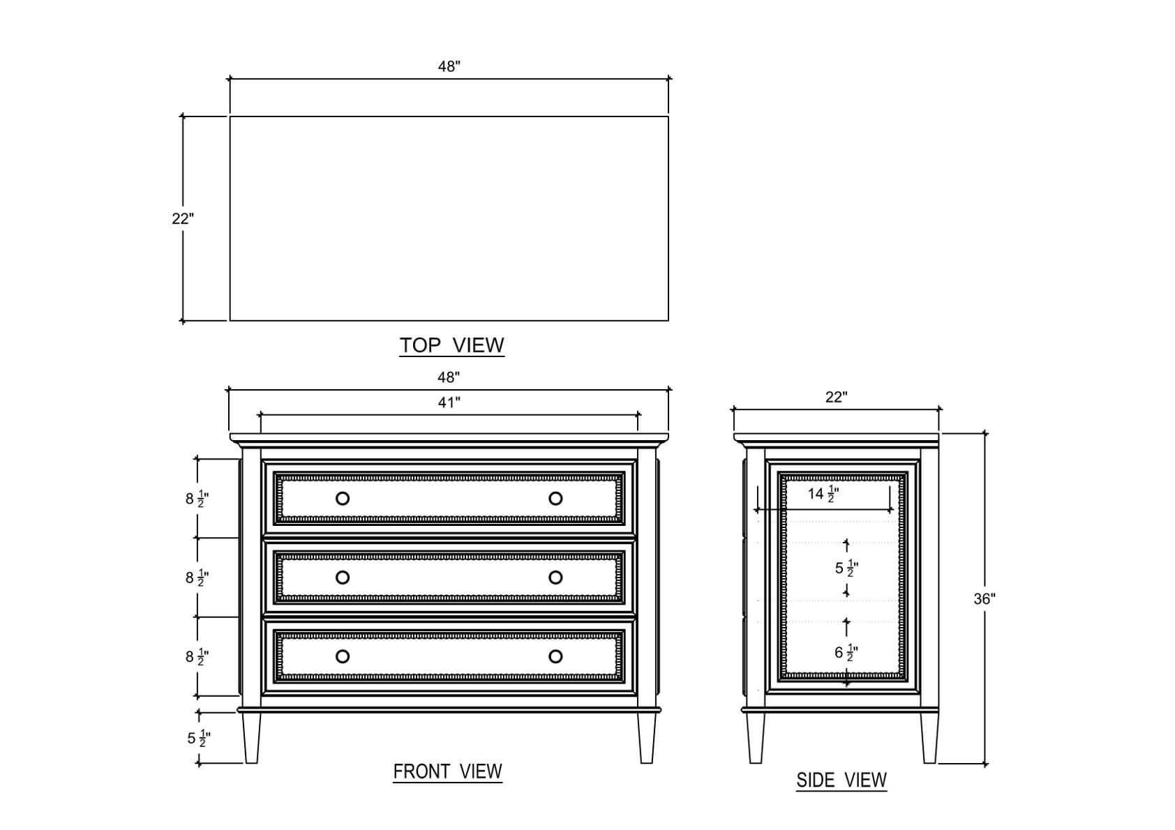 Vivian 3 Drawer Dresser FURNITURE - dresser Bramble