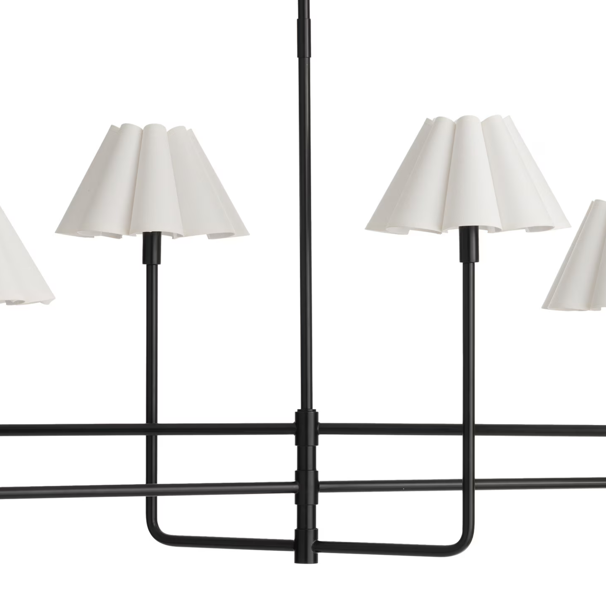 DISCONTINUED - Polly Metal Chandelier - Blackened Brass with White Scalloped Shade Chandelier Regina Andrew