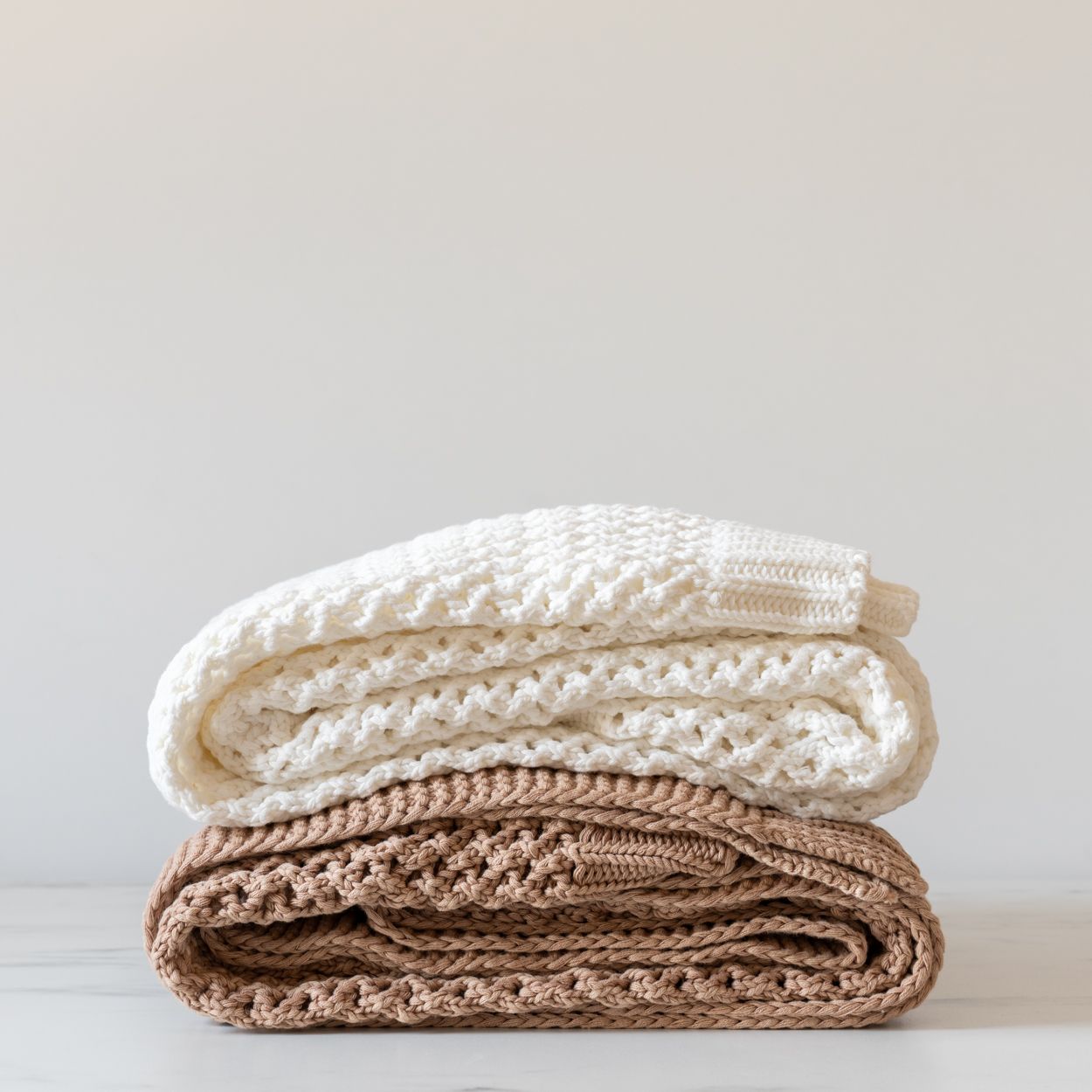 White Honeycomb Knit Throw Blanket- Rug & Weave