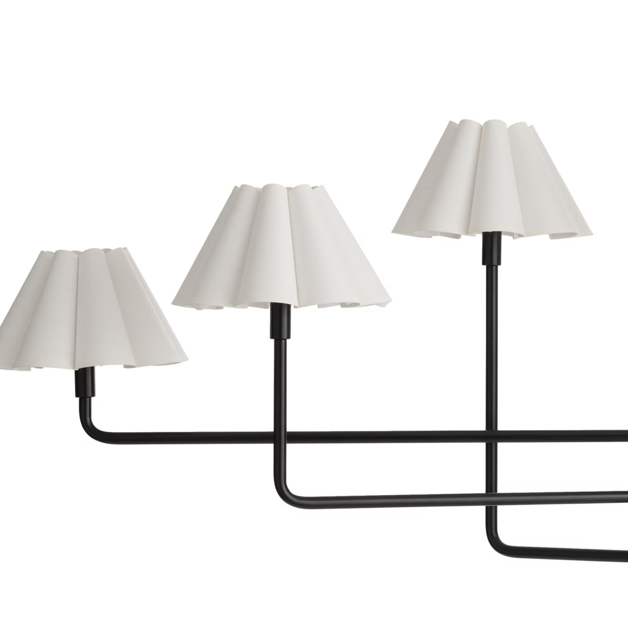 Polly Metal Chandelier - Blackened Brass with White Scalloped Shade Chandelier Regina Andrew