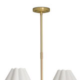 Polly Metal Chandelier - Natural Brass with White Scalloped Shade Chandelier Regina Andrew