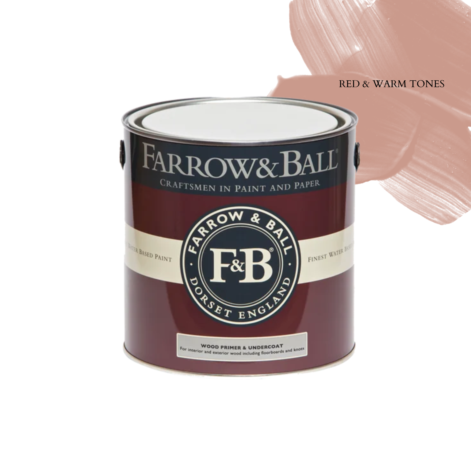 OVERSTOCK PAINT - Farrow & Ball Wood Primer and Undercoat, Red & Warm Tones (3.4 L)