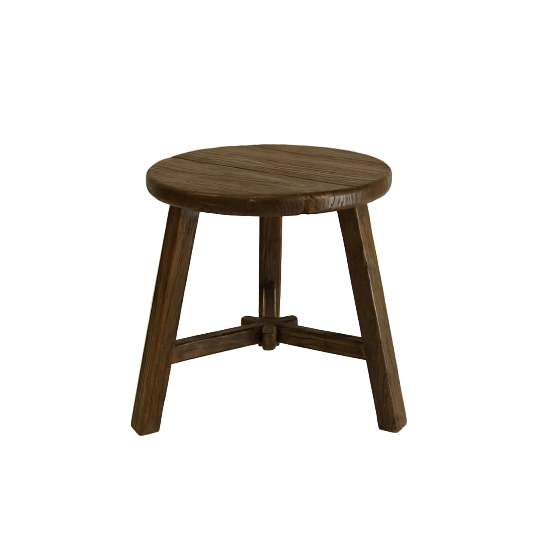 Dobbie Reclaimed Elm Wood Side Table, Aged Brown