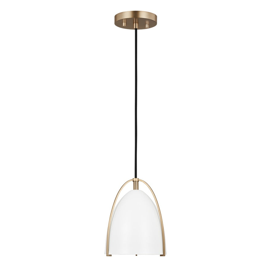 Norman One Light Mini-Pendant, Matte White Satin Brass