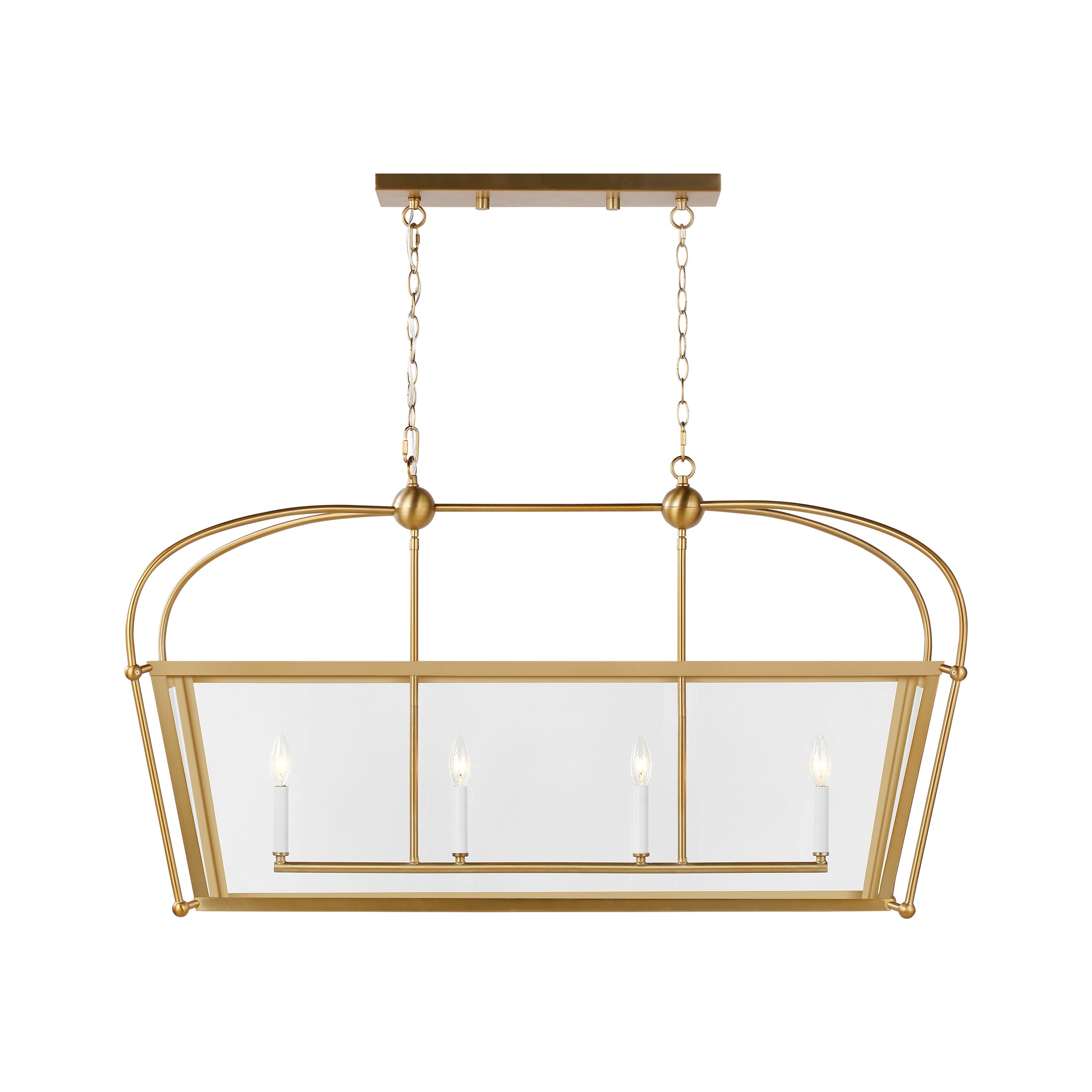 Charleston Four Light Linear Lantern, Satin Brass