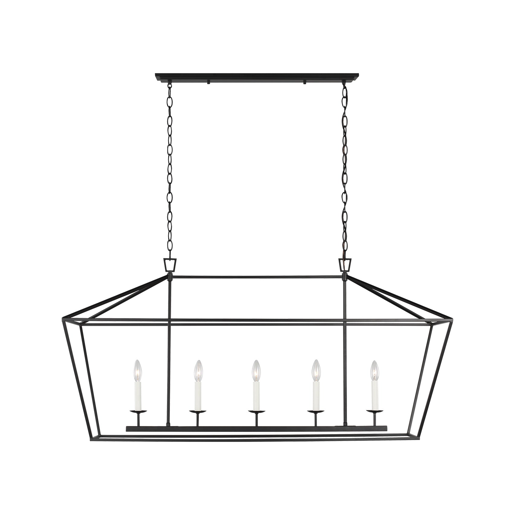 Dianna Five Light Medium Linear Chandelier LIGHTING - chandelier Visual Comfort Midnight Black
