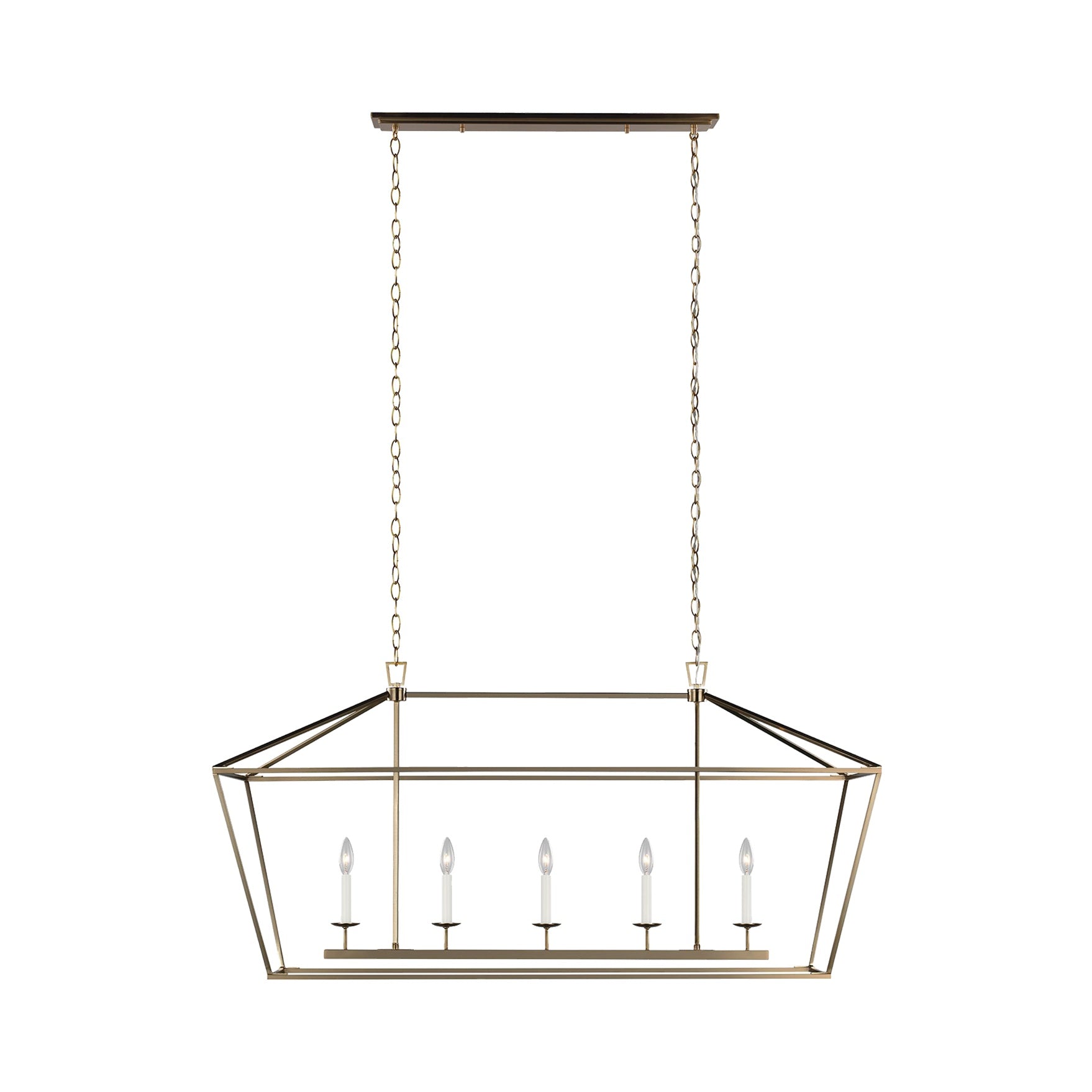 Dianna Five Light Medium Linear Chandelier LIGHTING - chandelier Visual Comfort Satin Brass